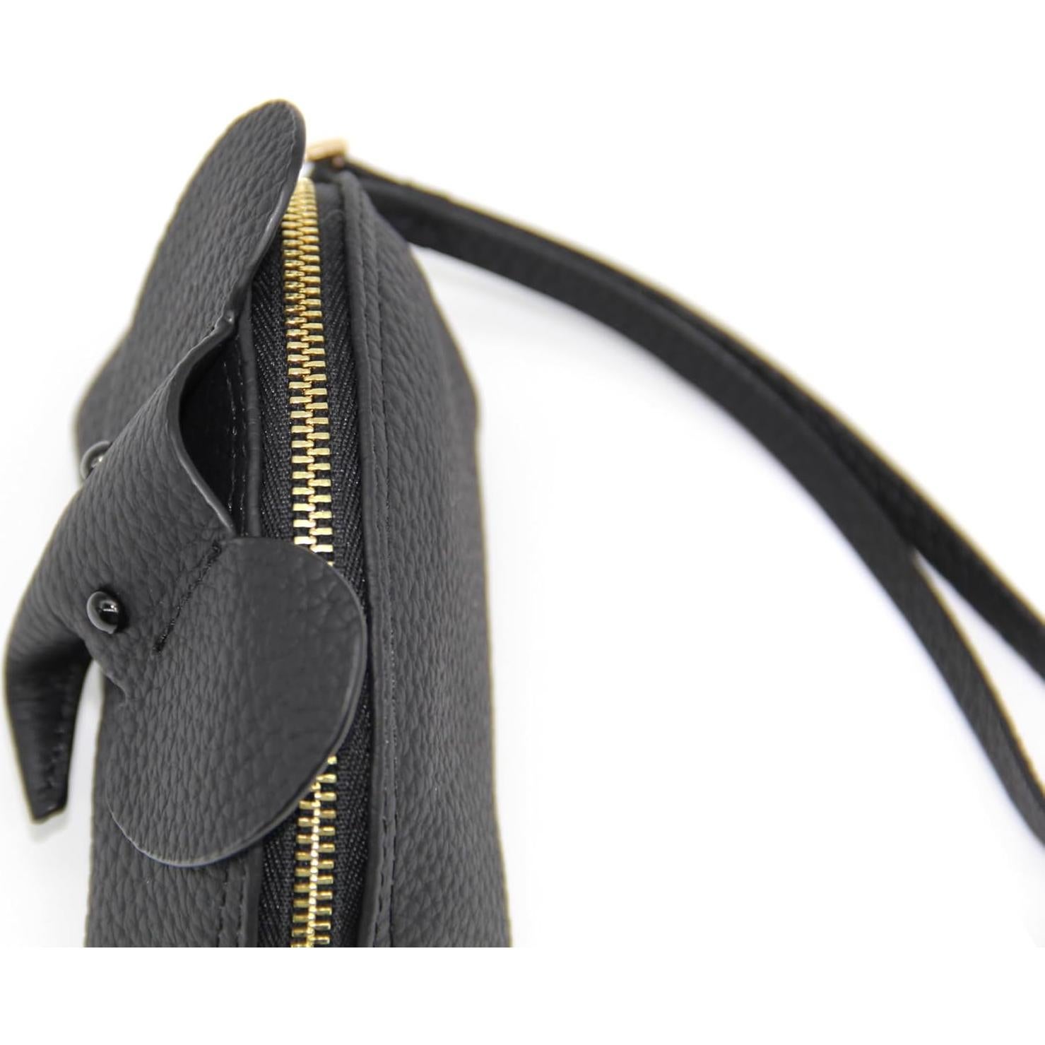 Monedero de cuero para mujeres DS873 - Elefante negro