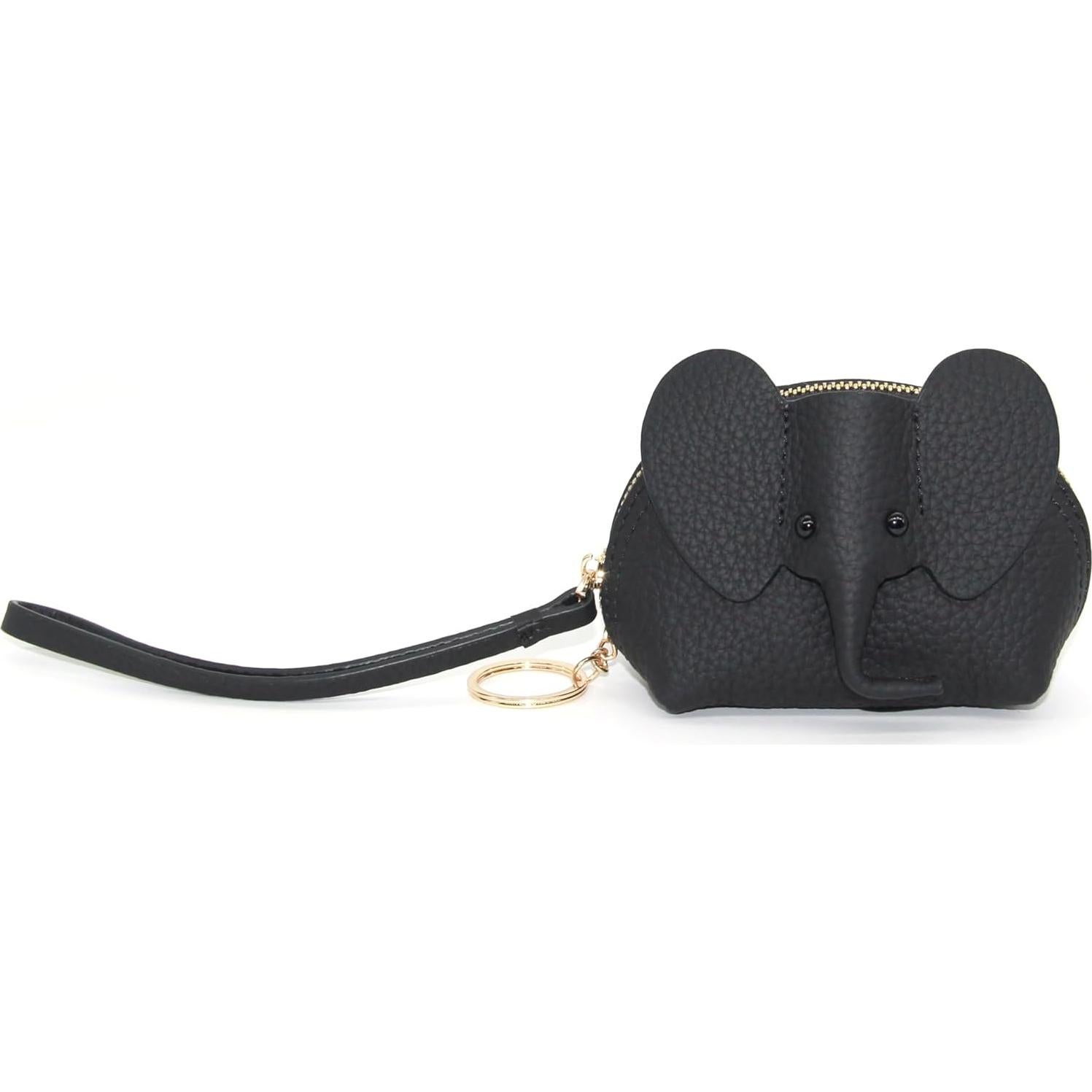 Monedero de cuero para mujeres DS873 - Elefante negro