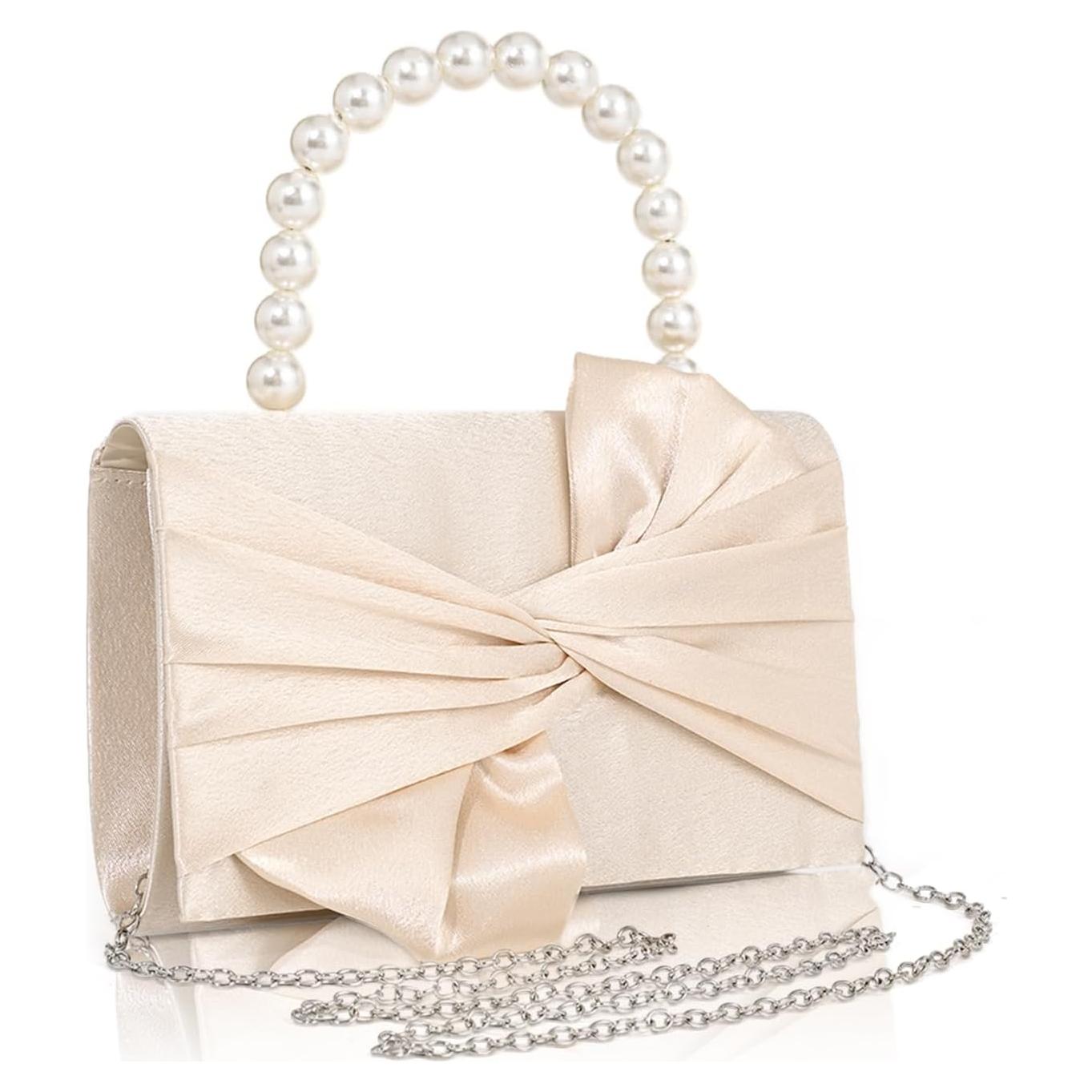 Clutch de Satén para Mujeres Albaricoque 20x23cm con Cadena