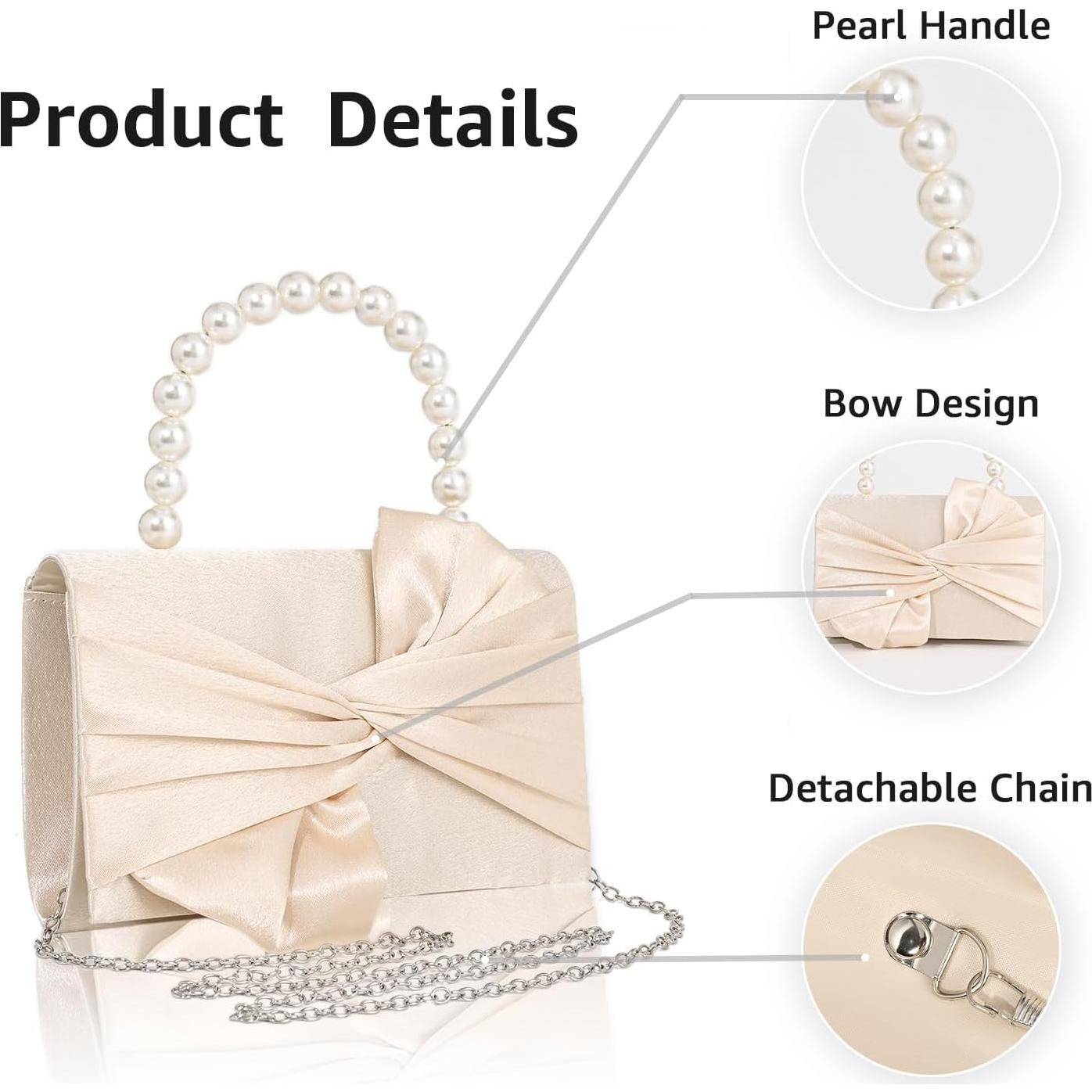 Clutch de Satén para Mujeres Albaricoque 20x23cm con Cadena