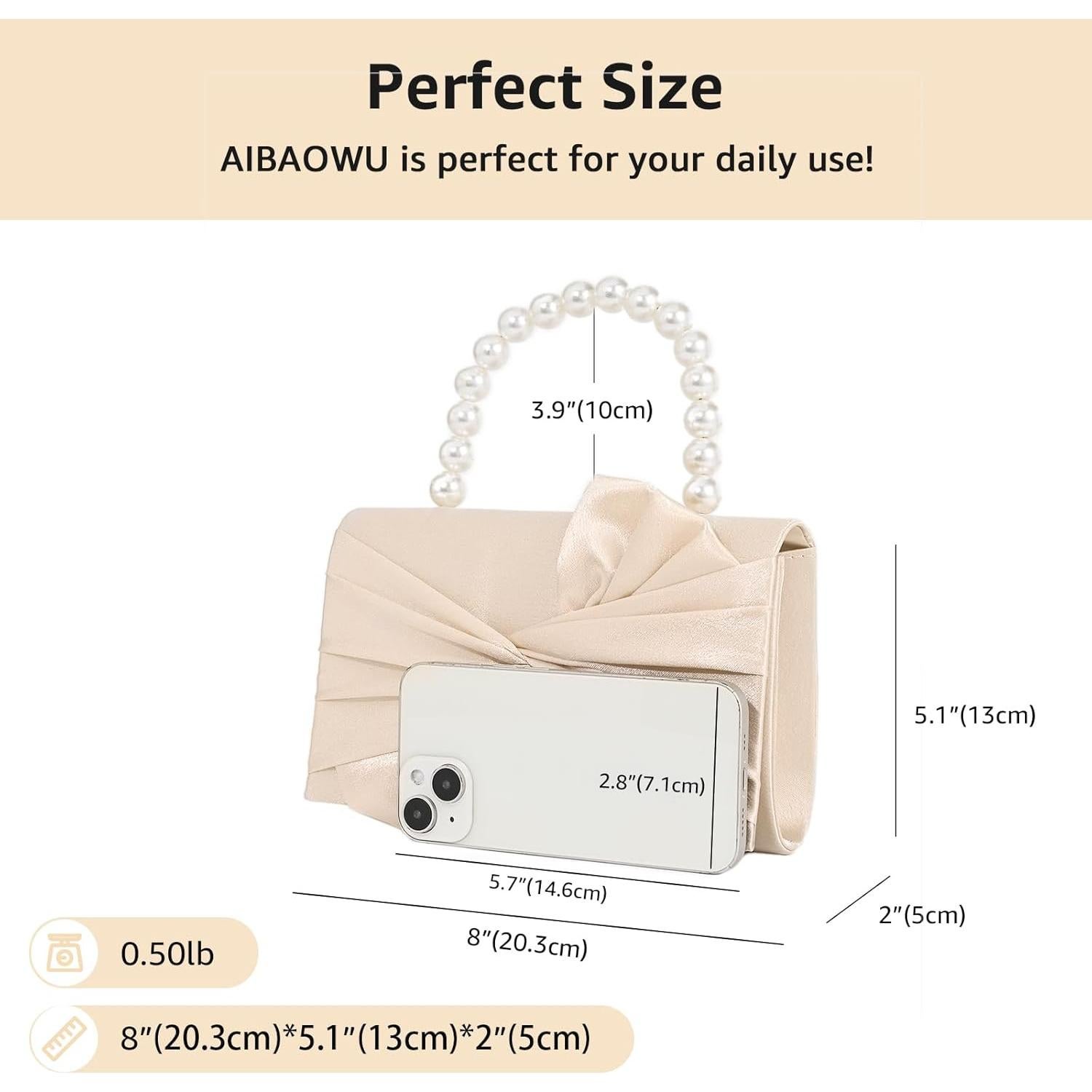 Clutch de Satén para Mujeres Albaricoque 20x23cm con Cadena