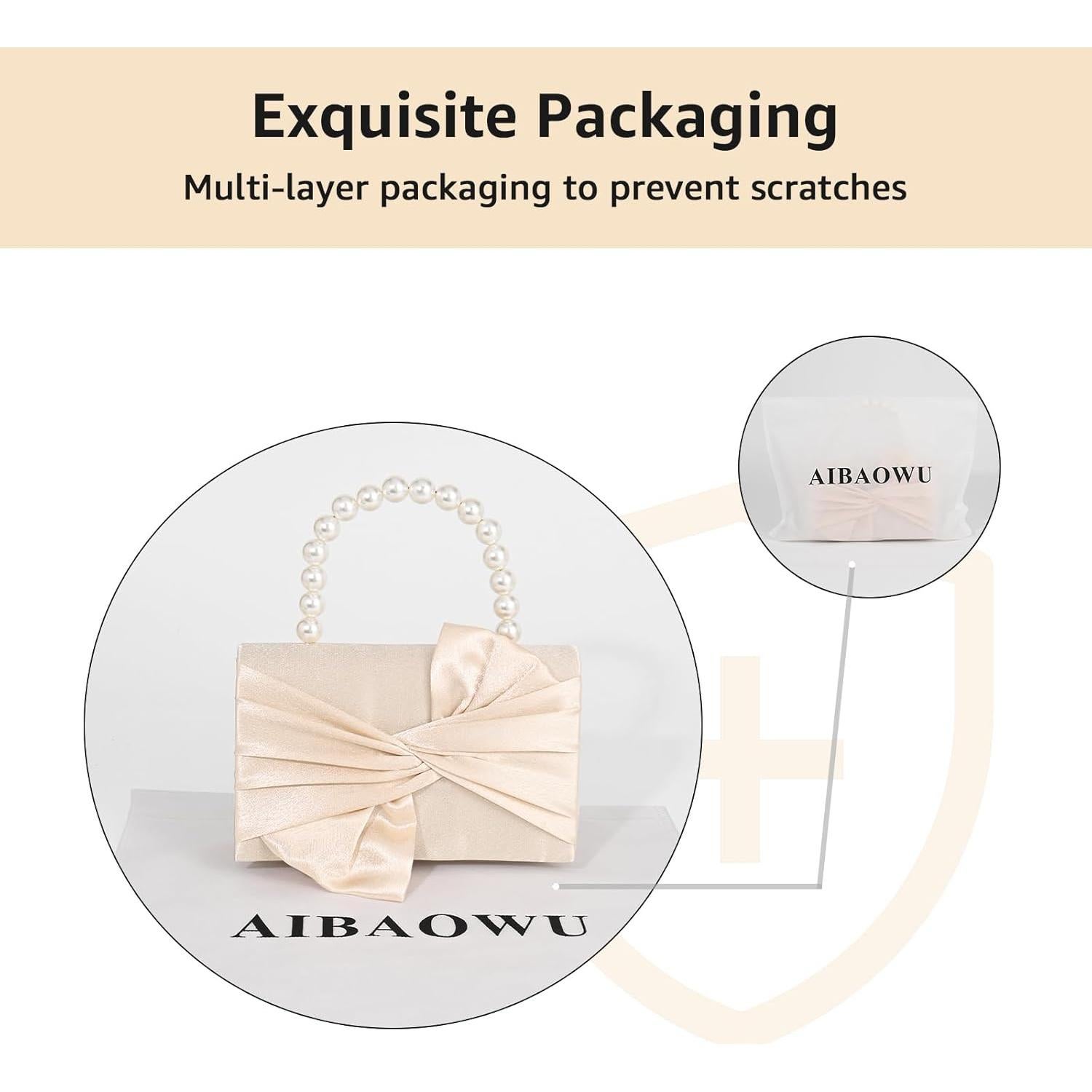 Clutch de Satén para Mujeres Albaricoque 20x23cm con Cadena