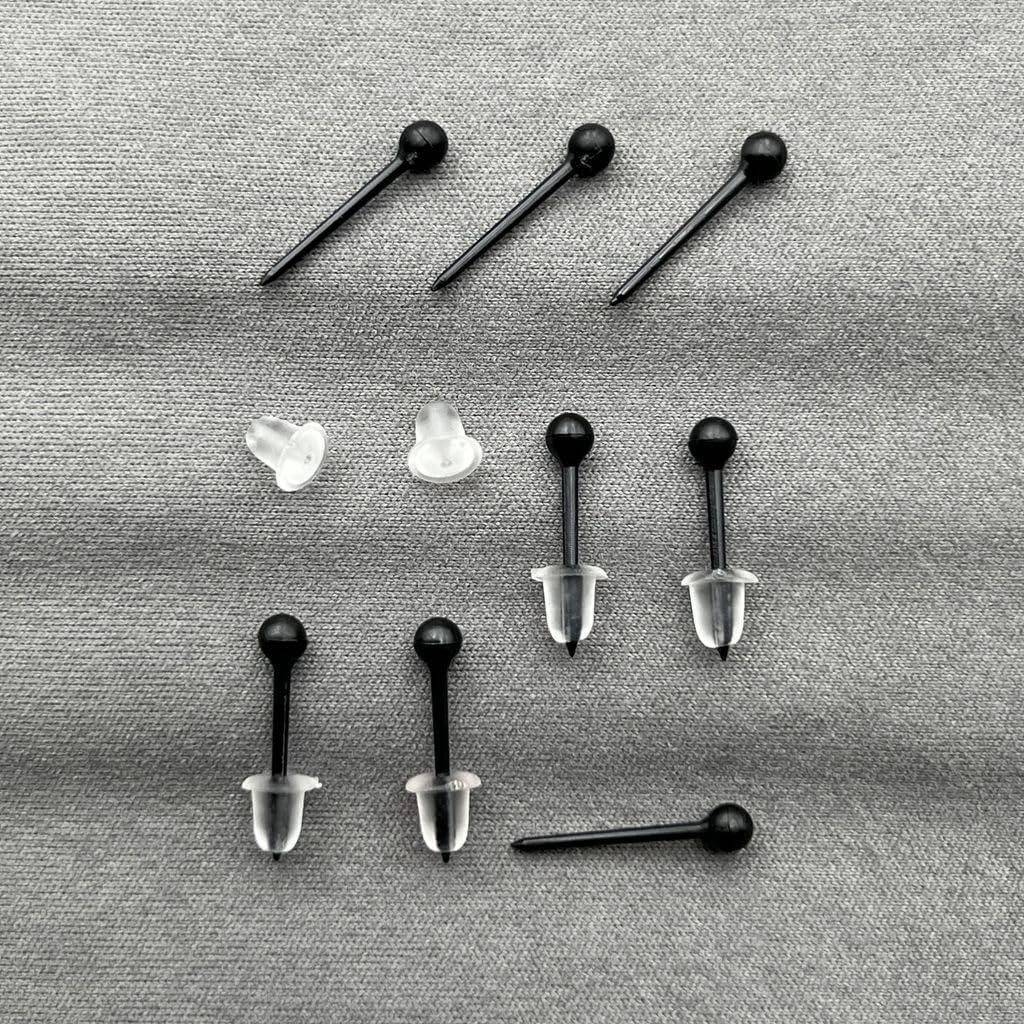 300 Pendientes de Plástico Negro para Oídos Sensibles Siurnby