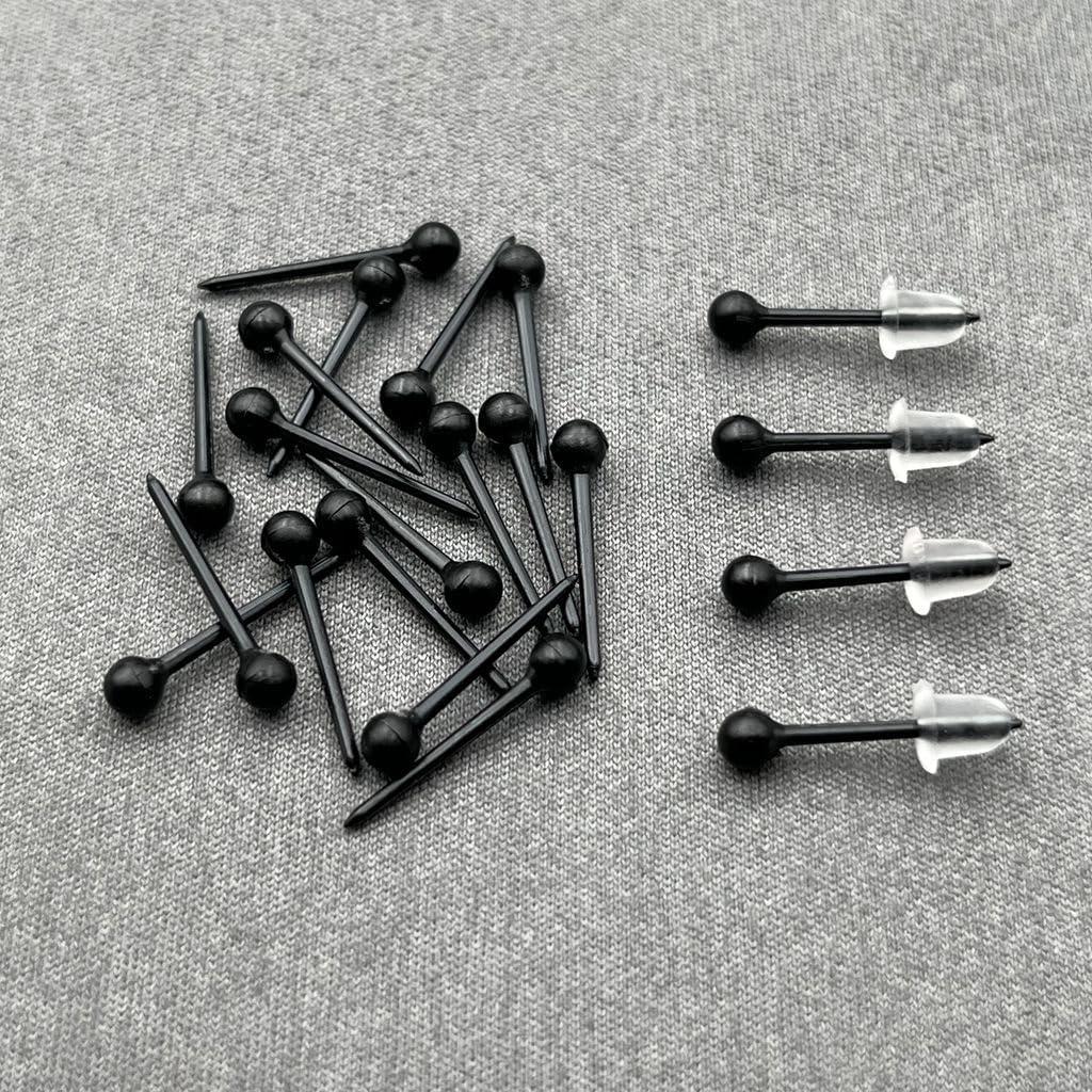 300 Pendientes de Plástico Negro para Oídos Sensibles Siurnby