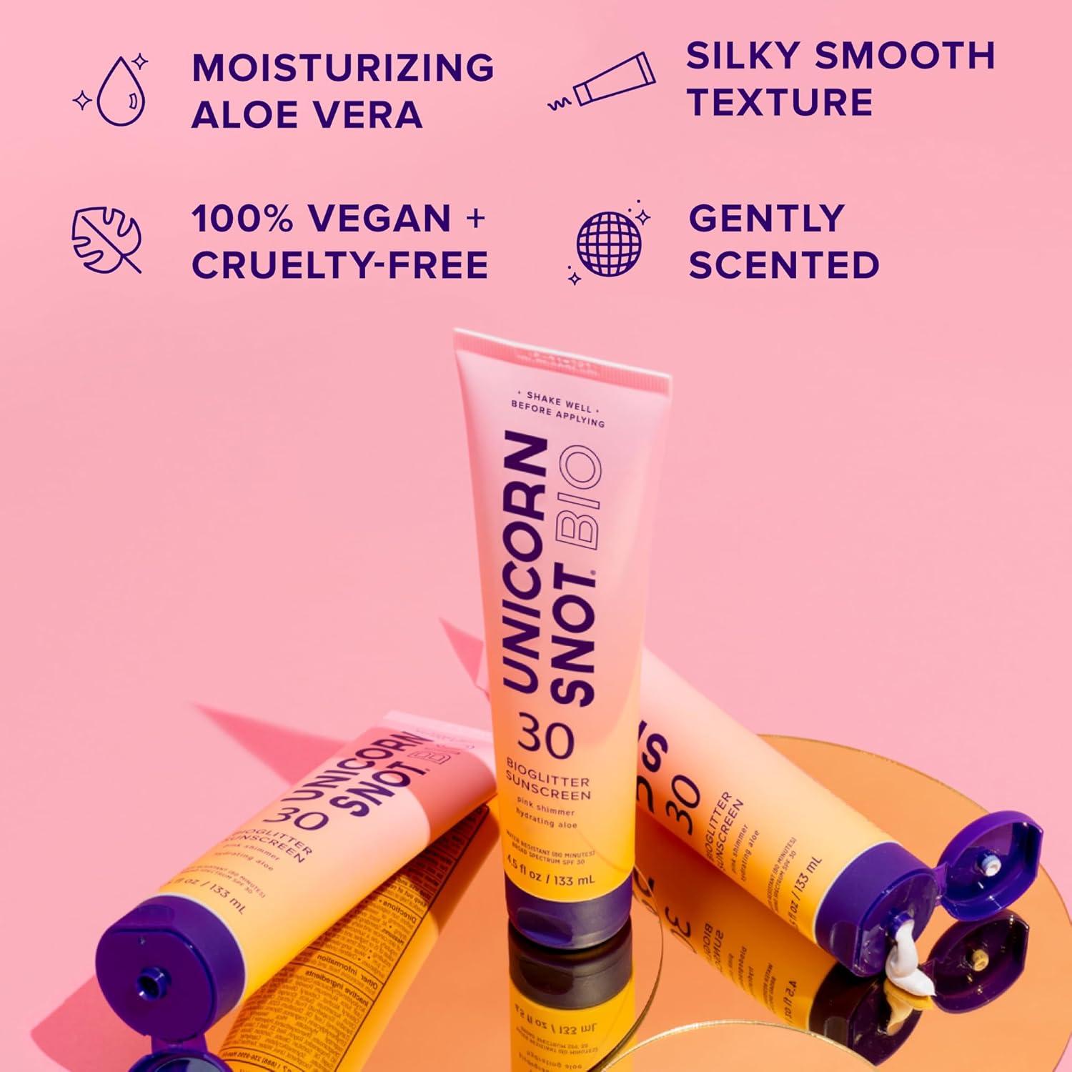 Loción Bronceadora Unicorn Snot SPF 30 Brillo Rosa Dorado