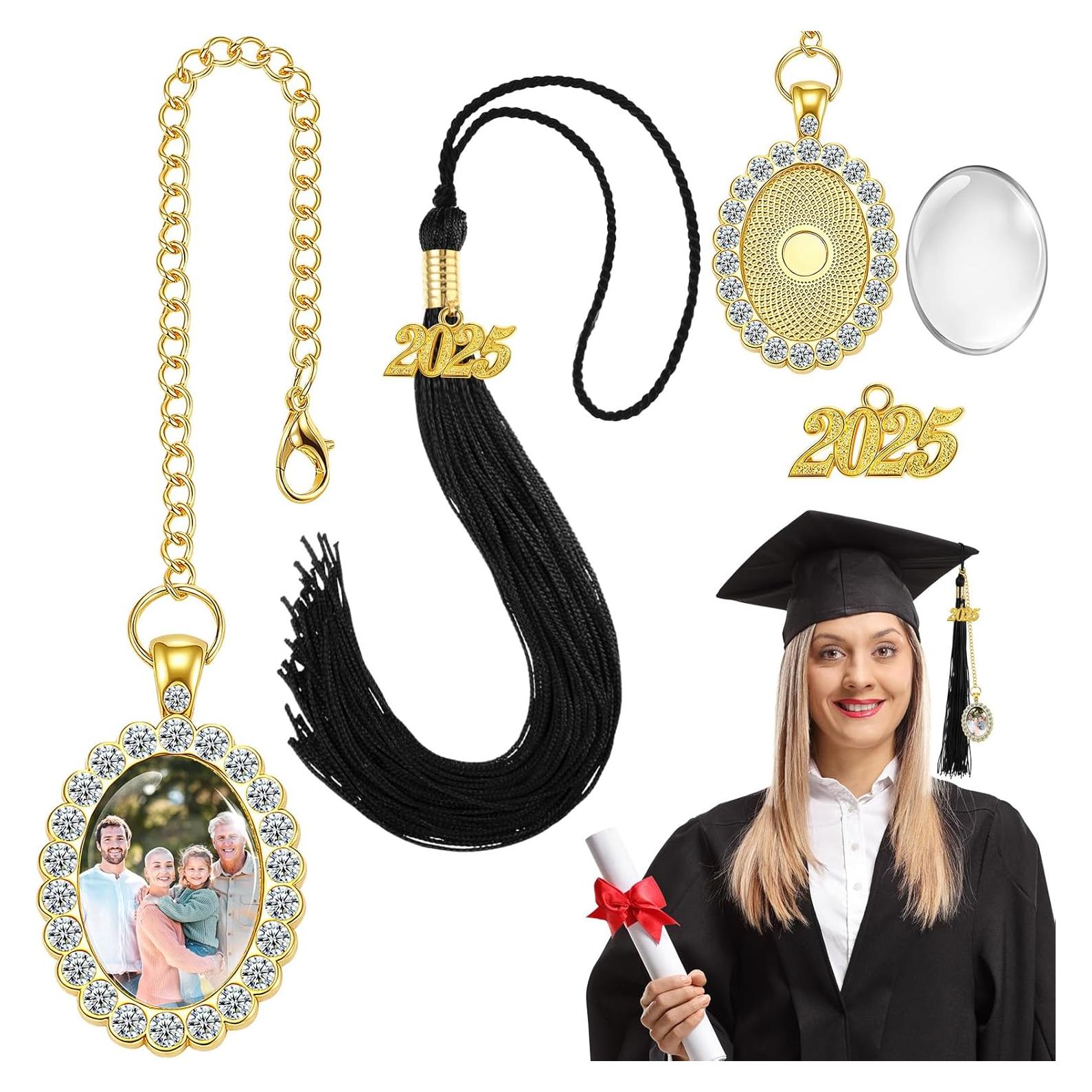 XunYee Borla de Graduación y Encanto de Foto Negro 2025