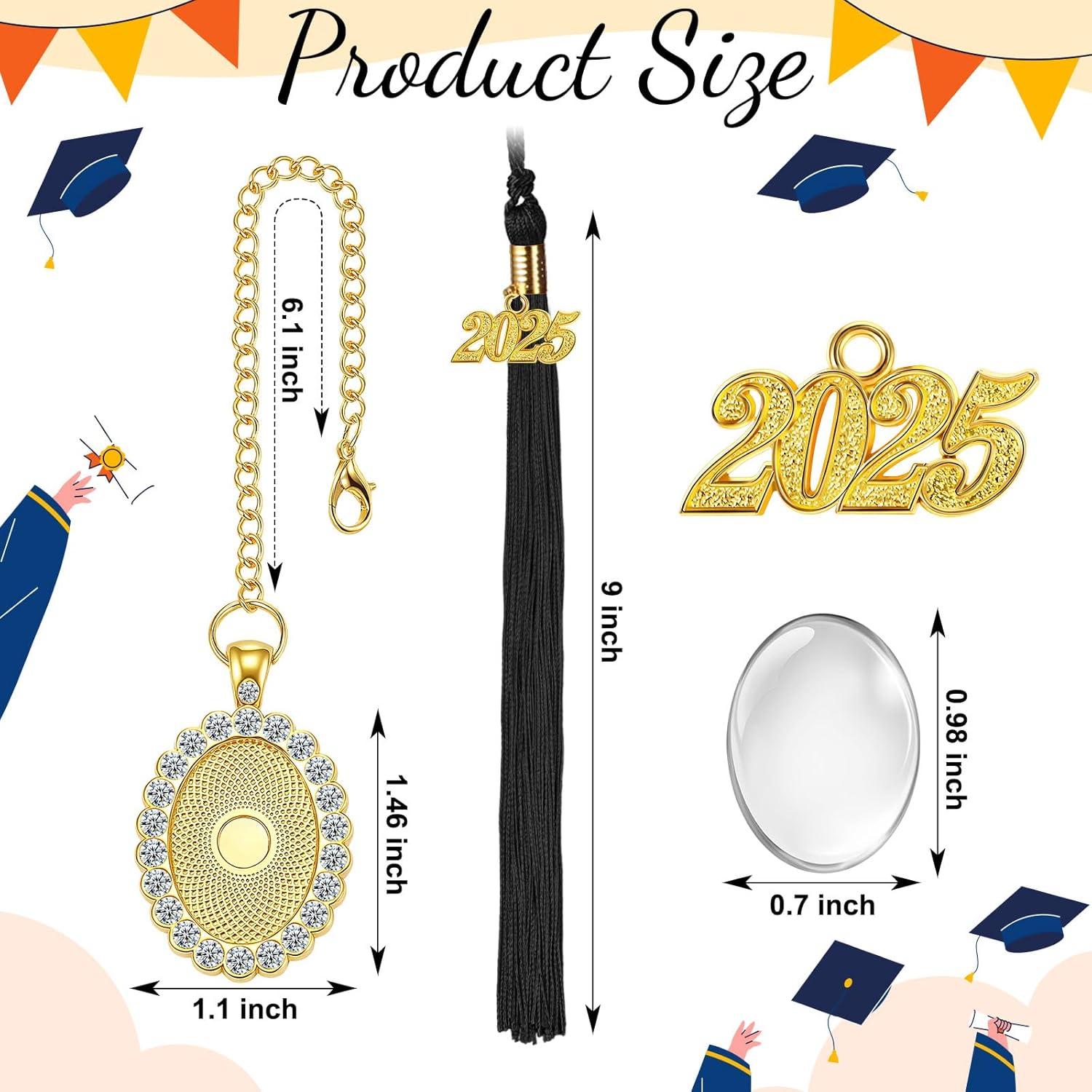 XunYee Borla de Graduación y Encanto de Foto Negro 2025