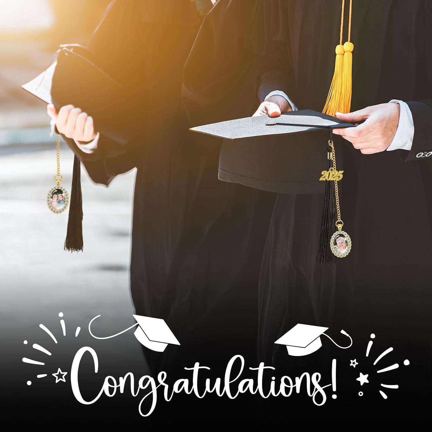 XunYee Borla de Graduación y Encanto de Foto Negro 2025