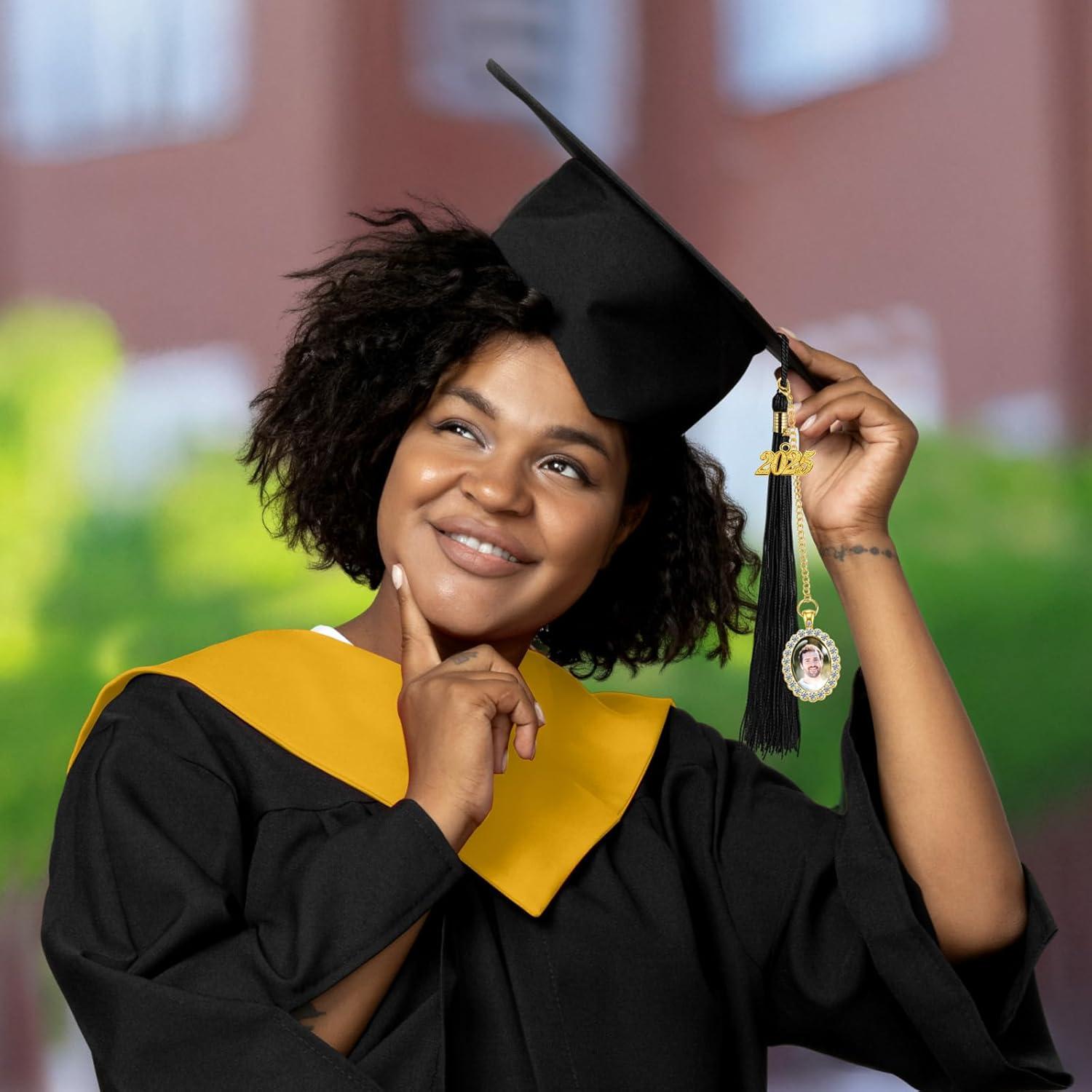 XunYee Borla de Graduación y Encanto de Foto Negro 2025