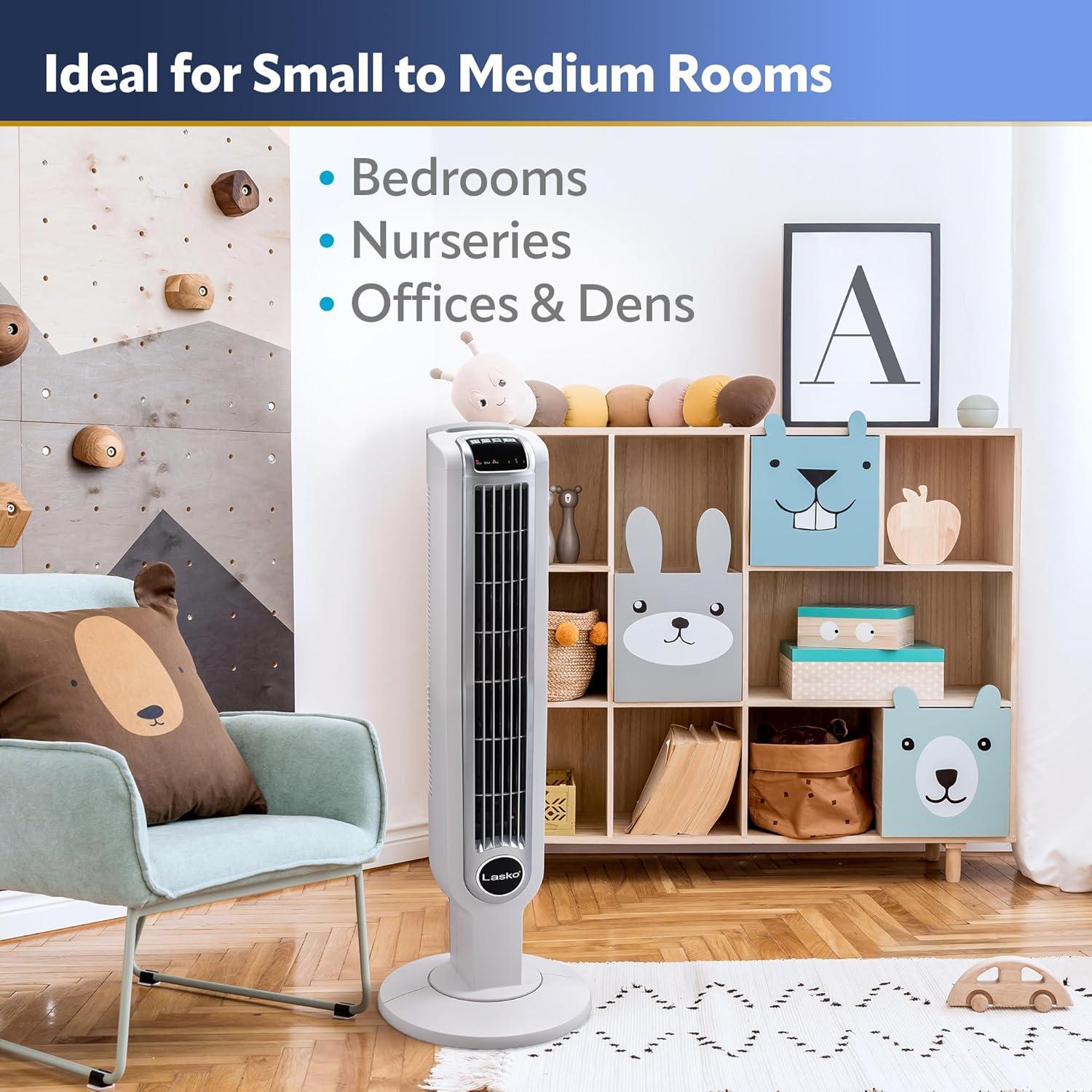 Ventilador de Torre Lasko 2510 91 cm Control Remoto Blanco