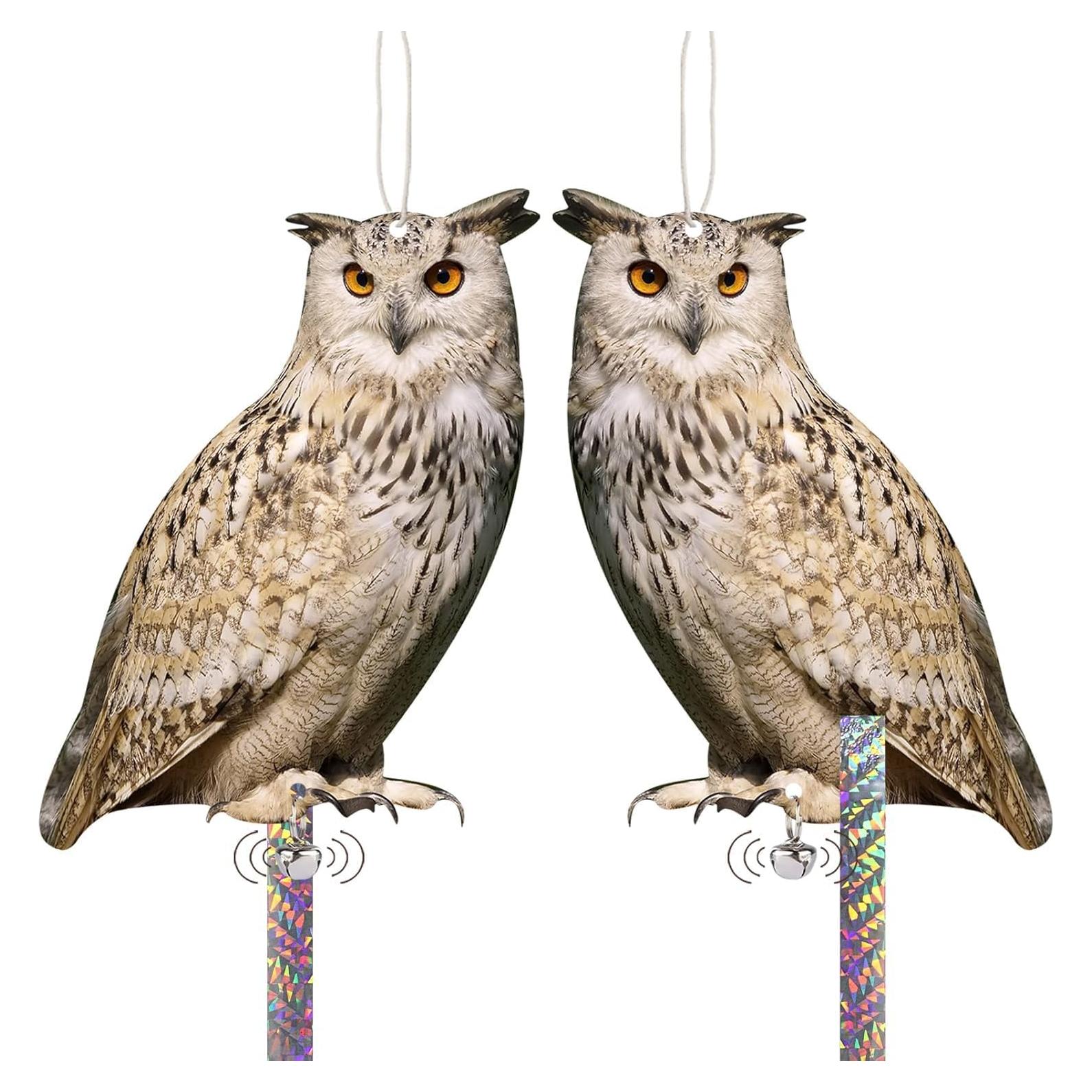 Búhos Falsos Colgantes para Ahuyentar Ardillas y Palomas - 2 Pcs