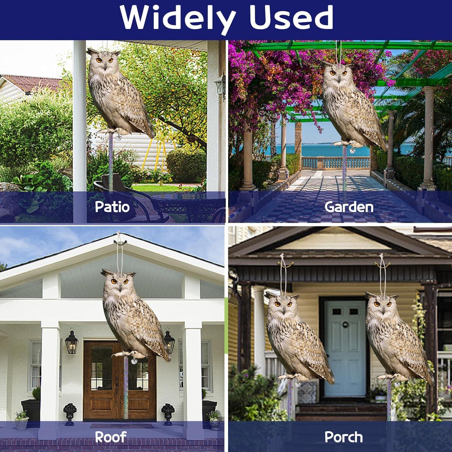 Búhos Falsos Colgantes para Ahuyentar Ardillas y Palomas - 2 Pcs