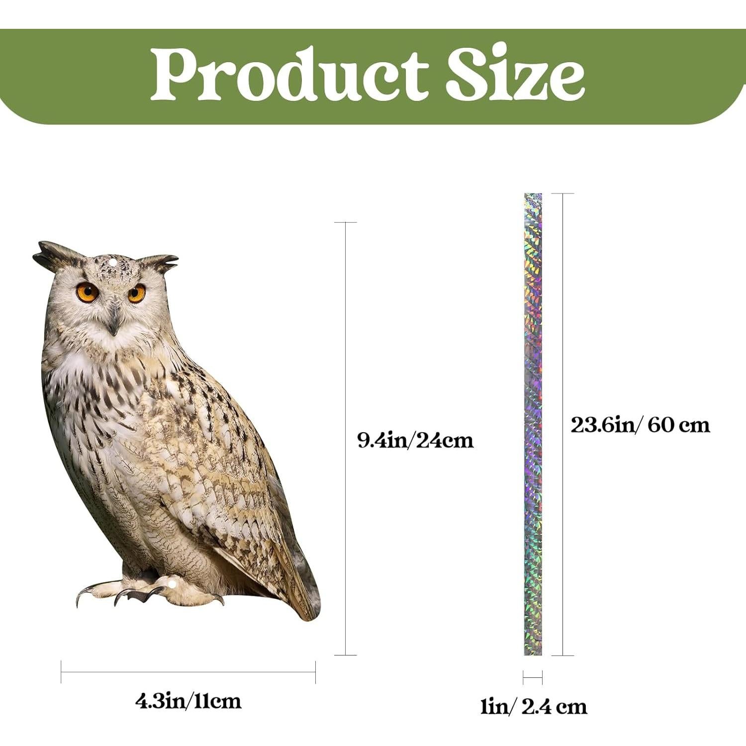Búhos Falsos Colgantes para Ahuyentar Ardillas y Palomas - 2 Pcs