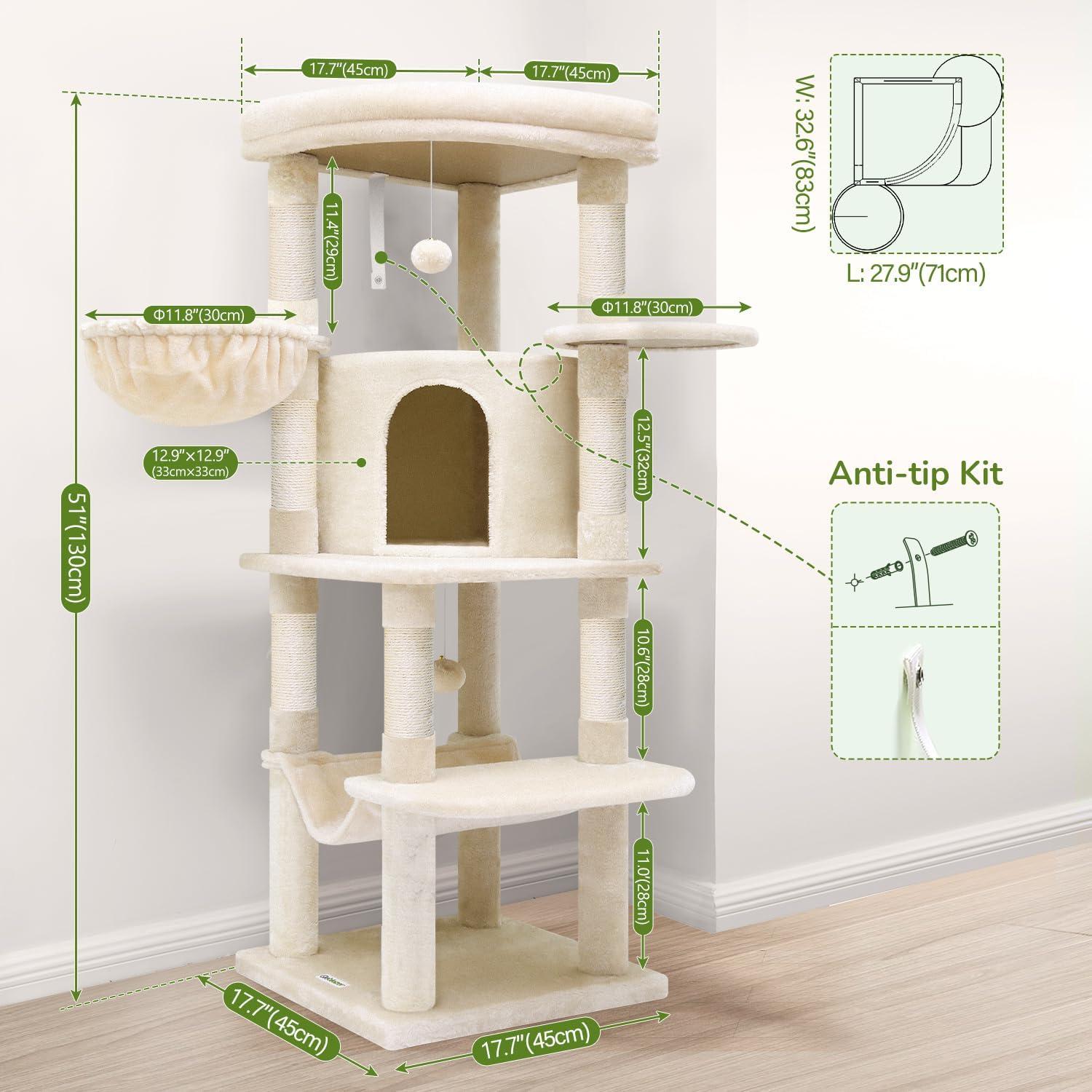 Árbol para Gatos Globlazer C51 Esquina 130cm Beige con Hamaca