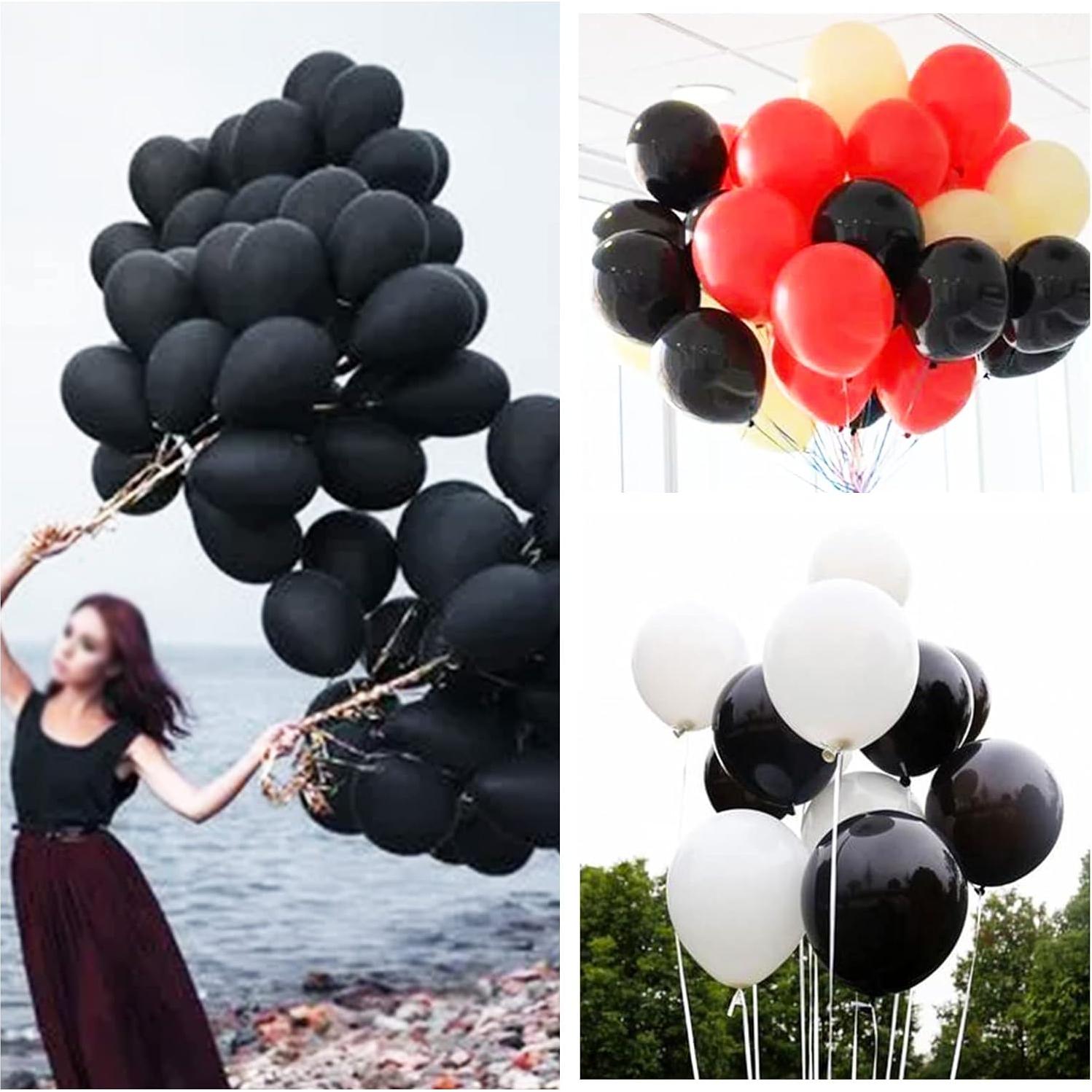 110 Globos Negros de Láttex 30 cm para Fiesta y Decoración