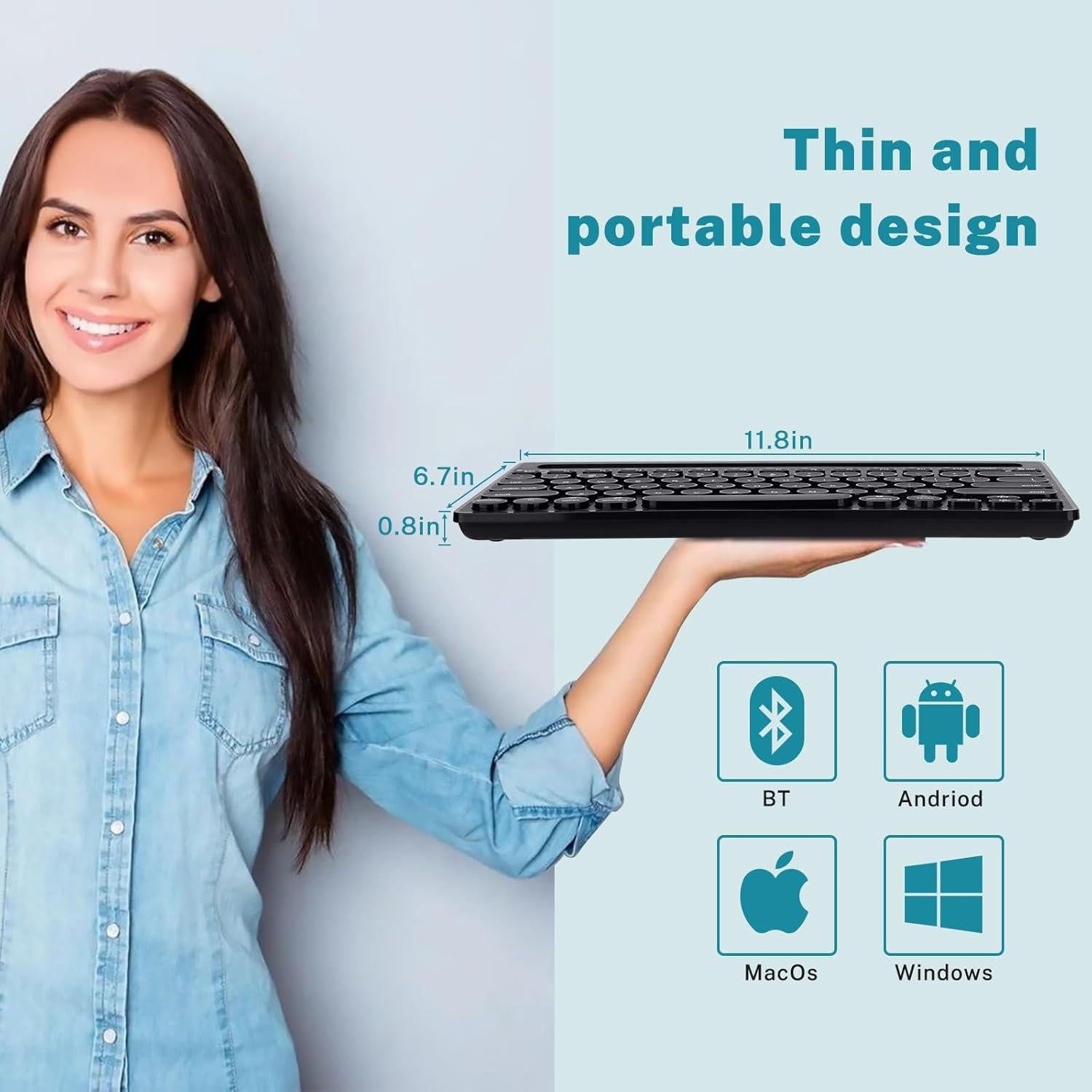 Teclado Inalámbrico Attoe Multi-Dispositivo 20m Negro