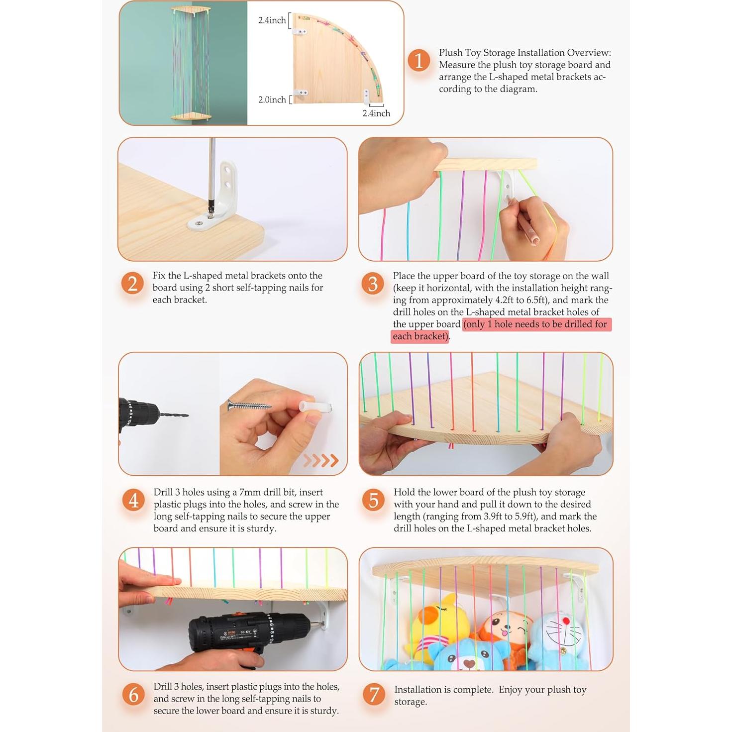 Organizador de Juguetes de Peluche VOMELON Madera Expandible