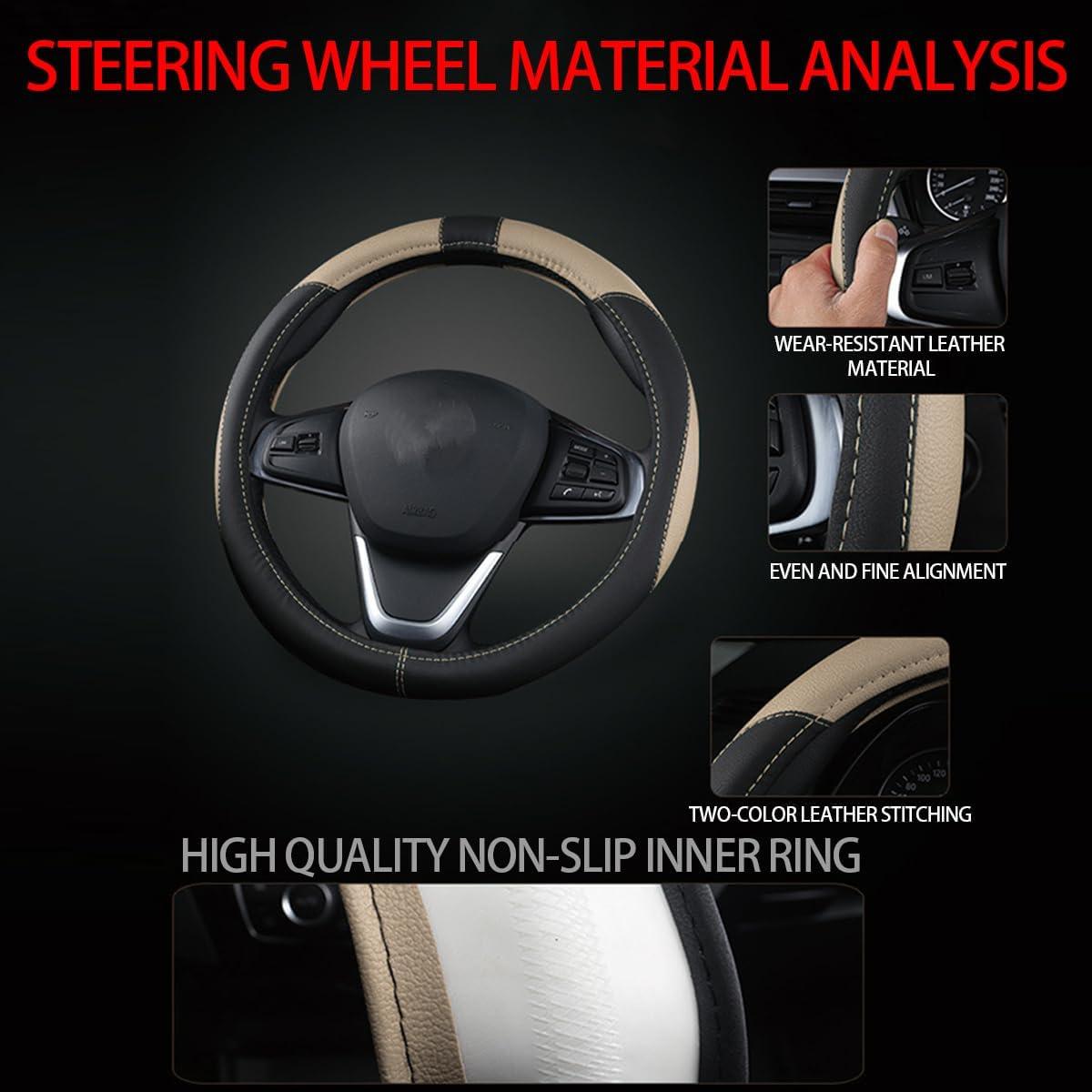 Funda de Volante BESULEN de Cuero Suave 38 cm Antideslizante