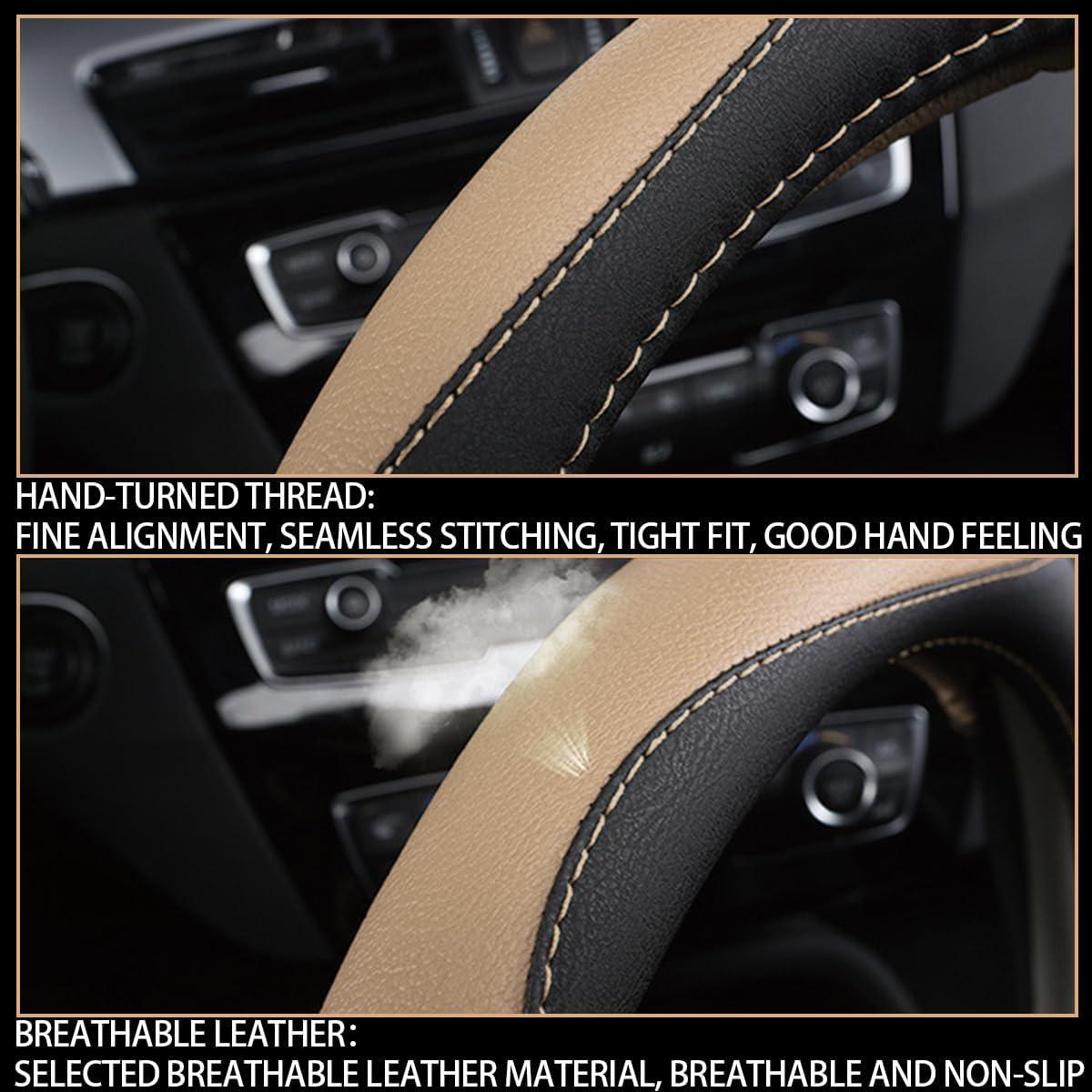 Funda de Volante BESULEN de Cuero Suave 38 cm Antideslizante