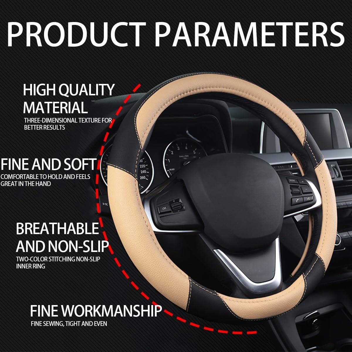 Funda de Volante BESULEN de Cuero Suave 38 cm Antideslizante