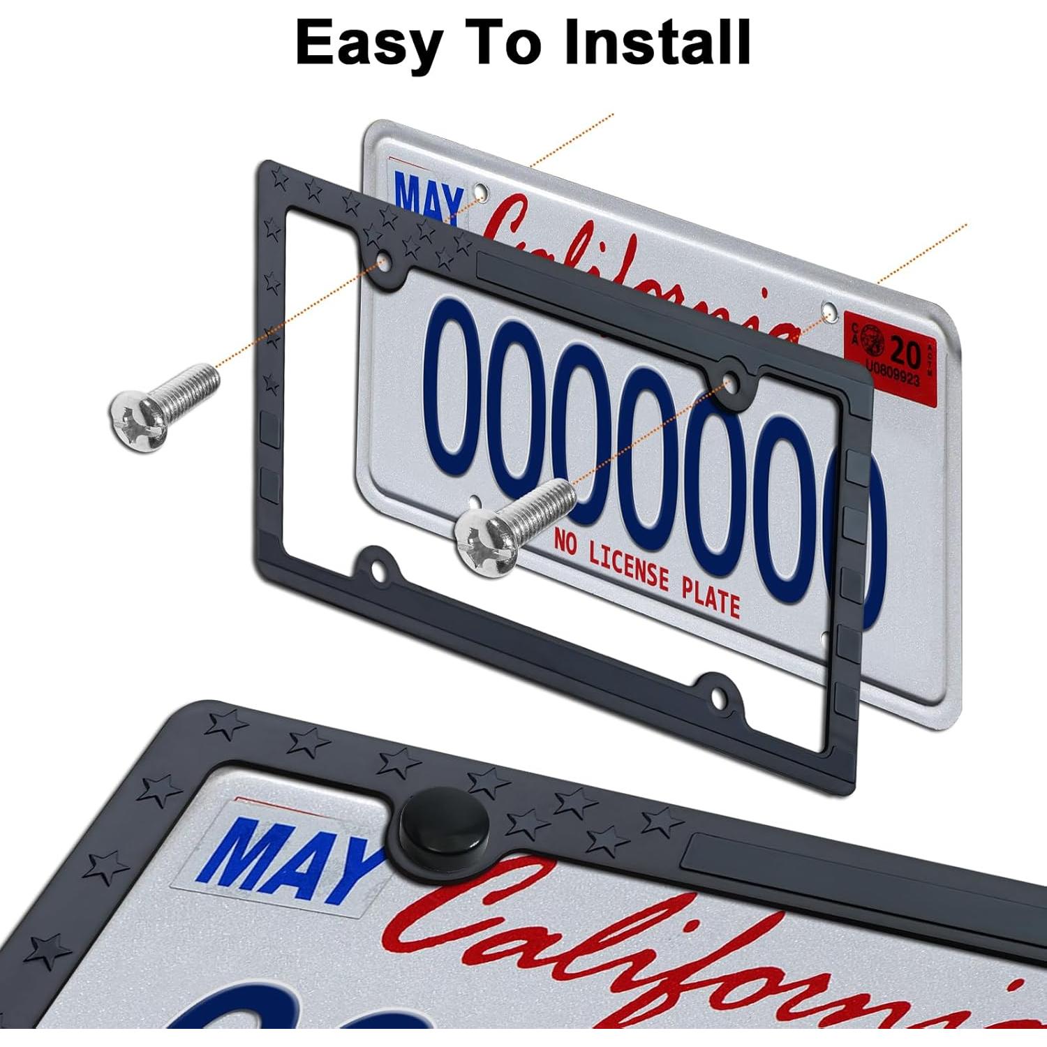 Marcos de Placas de Licencia Patrióticos AOOTF - Paquete de 2