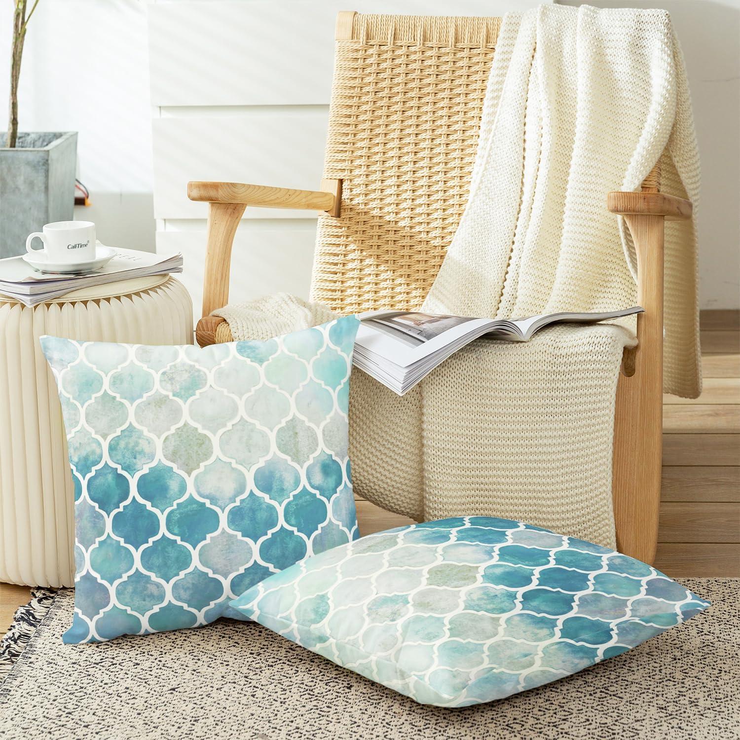 Fundas de Cojín Decorativas CaliTime Pack de 2 40x40 cm Geométrico