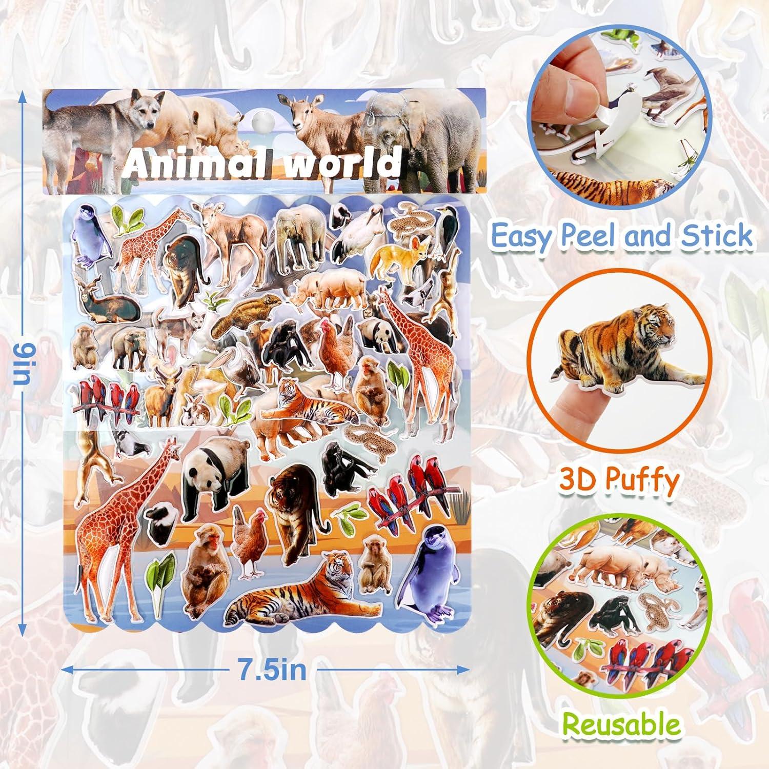 Calcomanías 3D de Animales Jactales - Multicolor, 8 Hojas