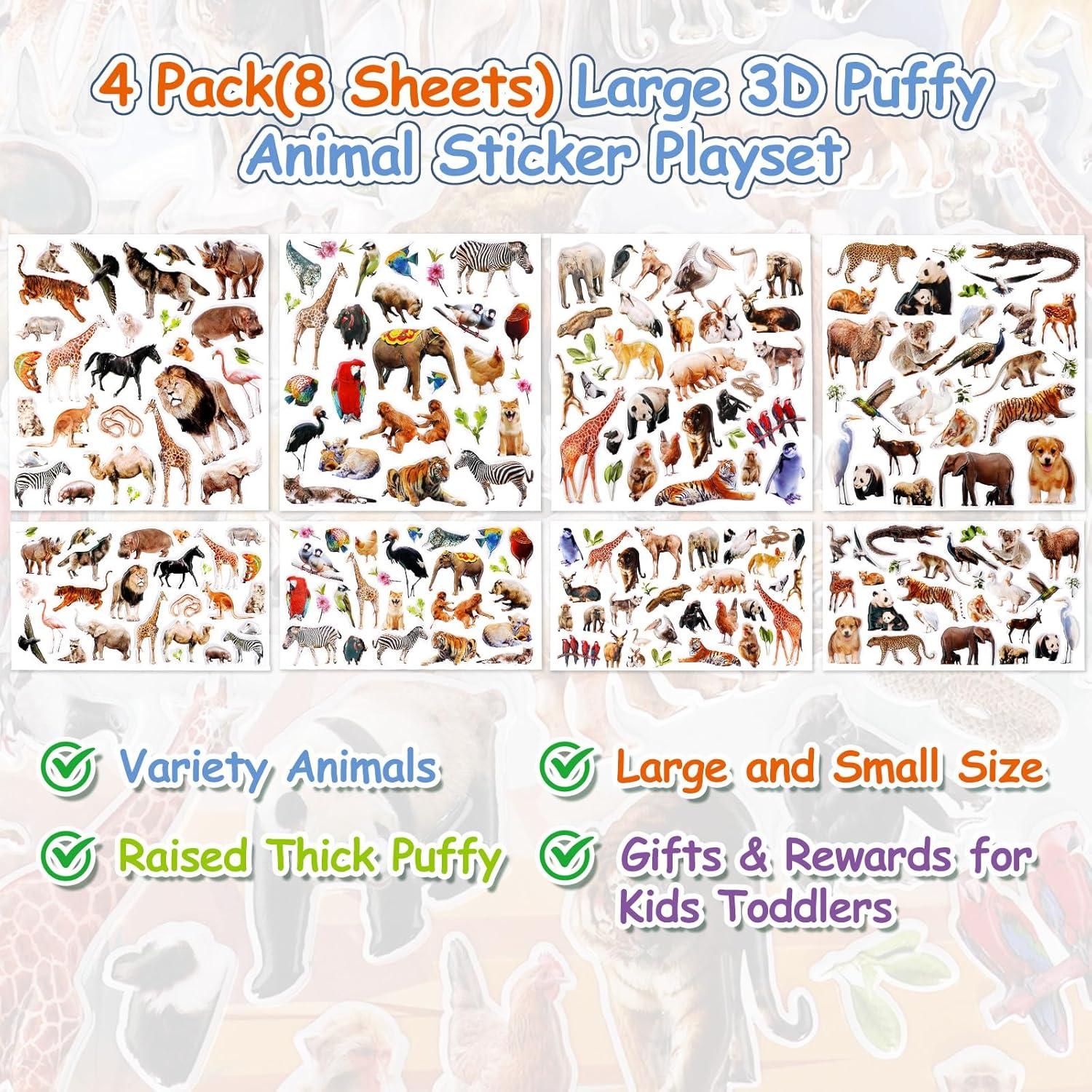 Calcomanías 3D de Animales Jactales - Multicolor, 8 Hojas