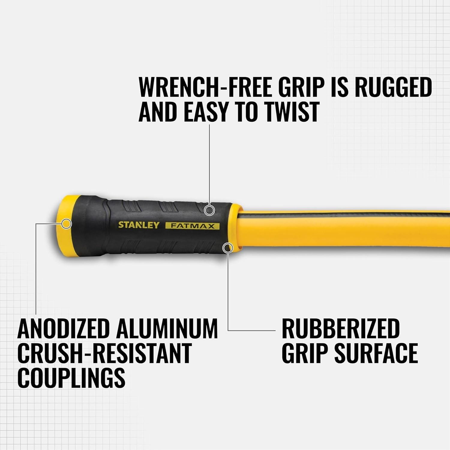 Manguera de Jardín Stanley FATMAX 15.24m 1.6cm 500 PSI Amarillo