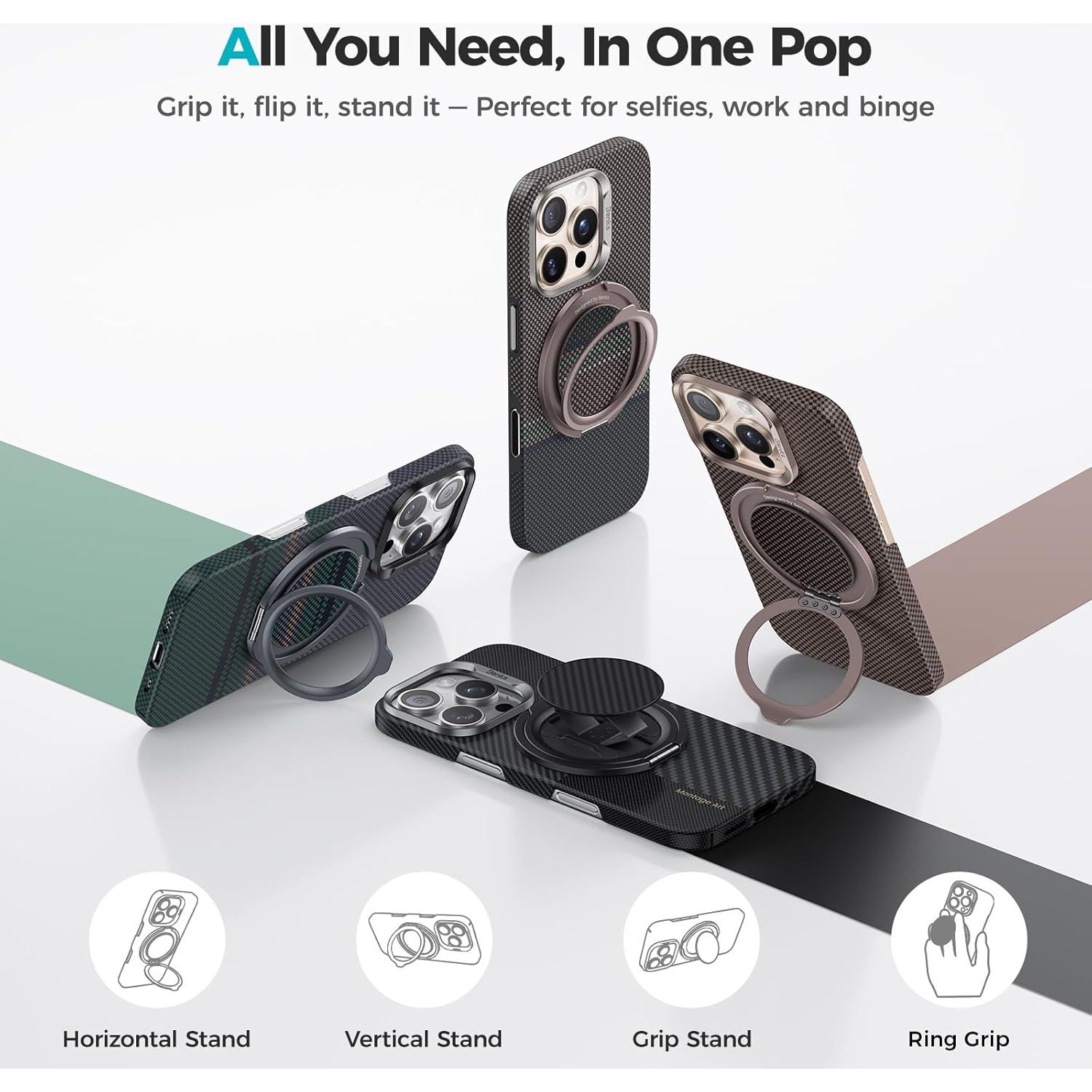 Agarre Magnético BENKS ArmorPop para iPhone 12-16, 360°