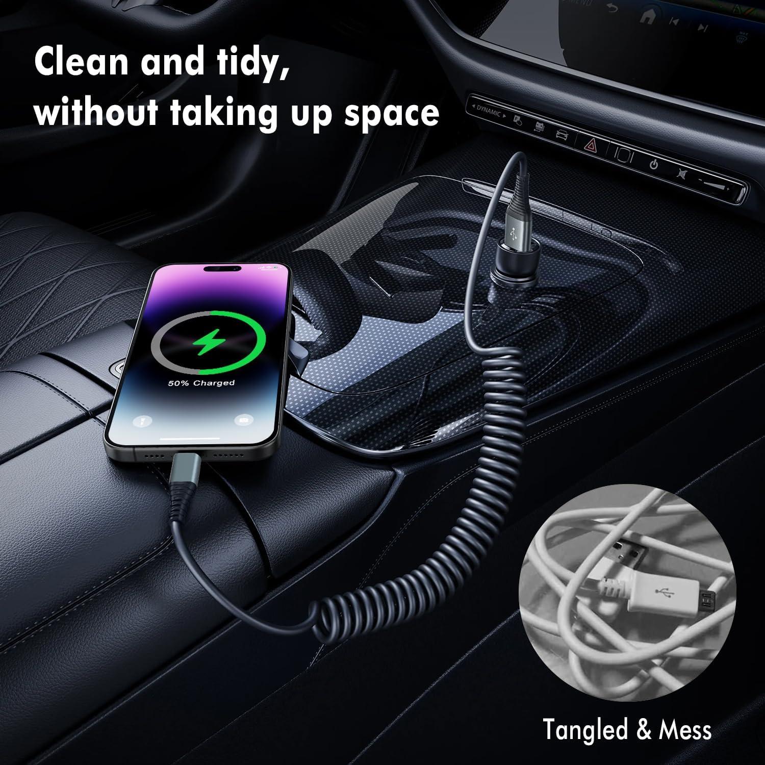 Cable de Carga Lightning en Espiral Heartbeats 3FT MFi - 2 Paquetes