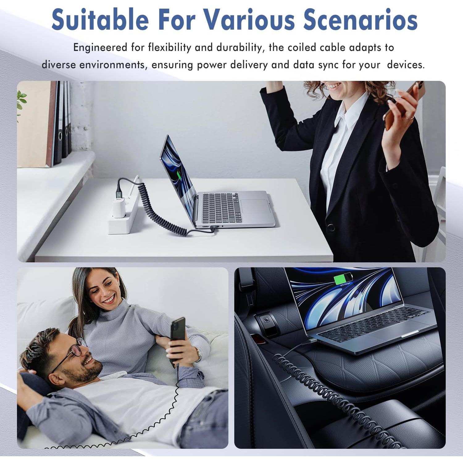 Cable de Carga Lightning en Espiral Heartbeats 3FT MFi - 2 Paquetes