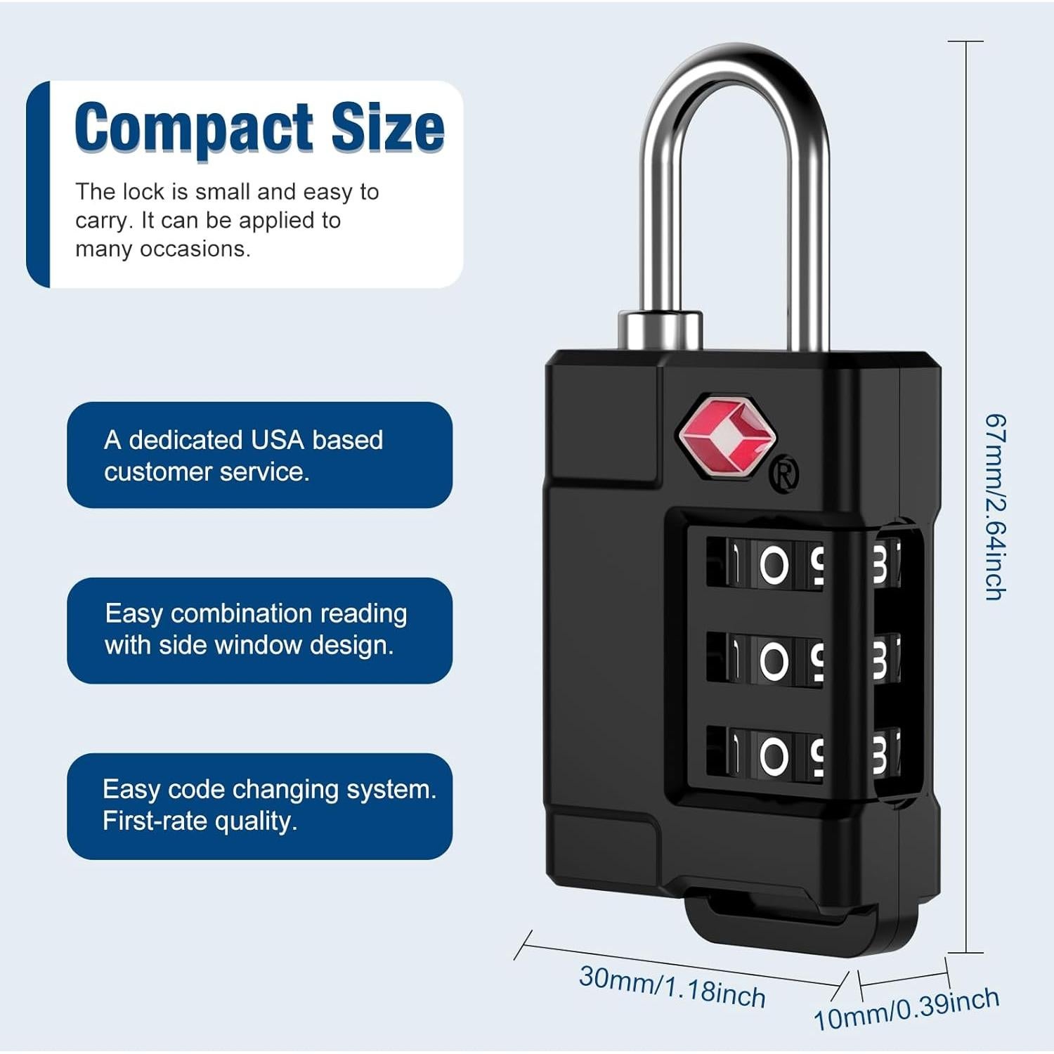 Candados de Equipaje TSA Cantor 3PCS Plástico Resistente