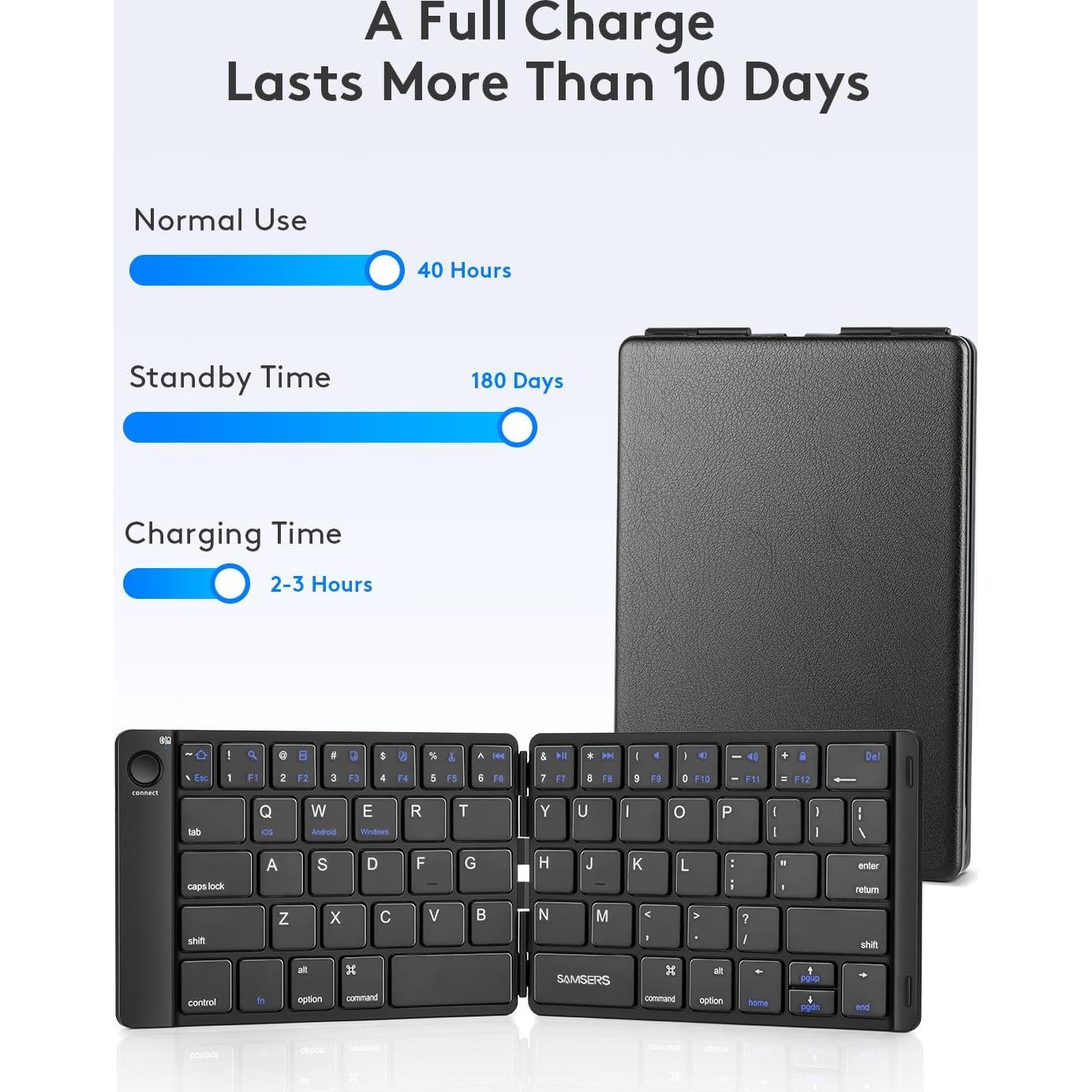 Teclado Bluetooth Plegable Samsers Negro - Portátil y Recargable
