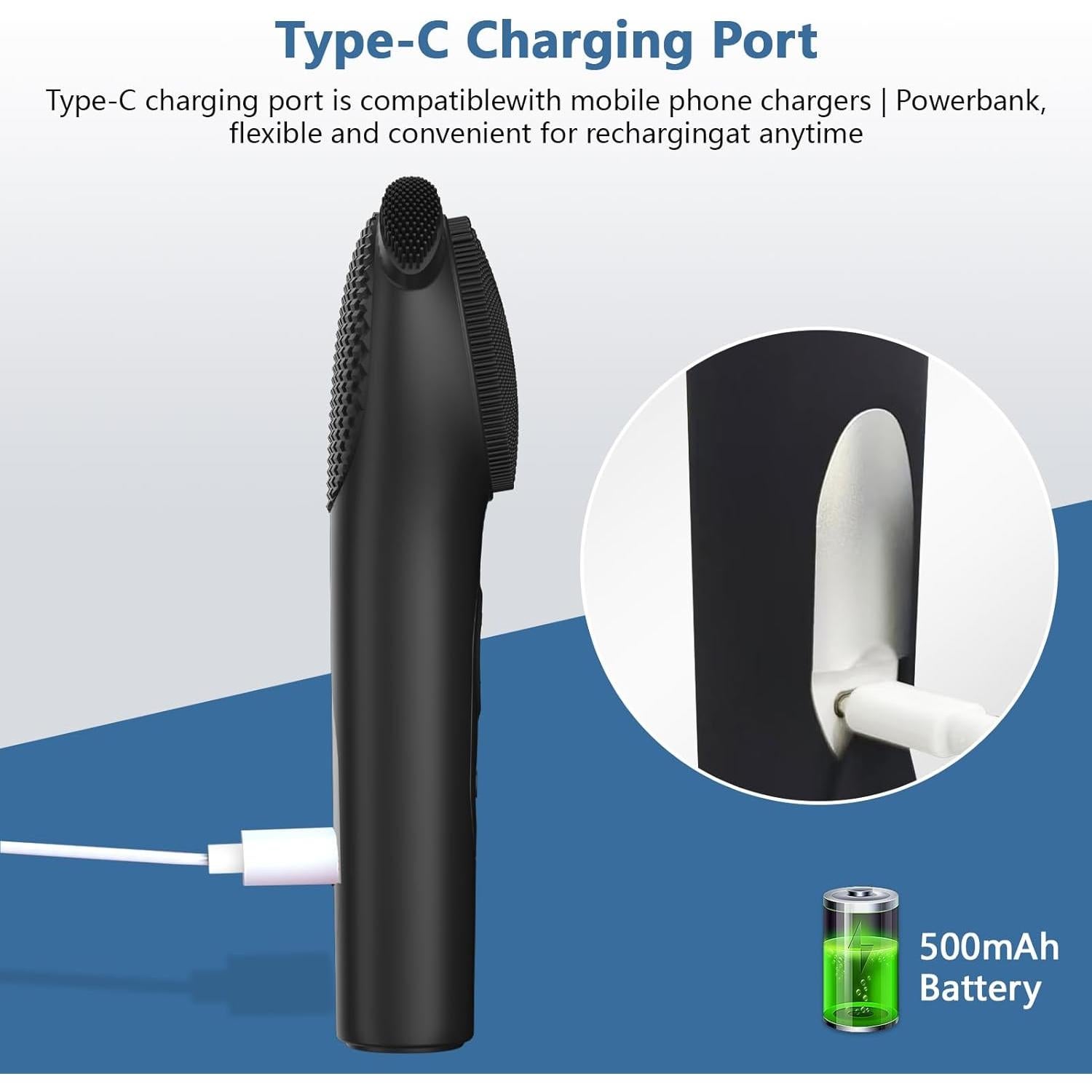 Exfoliador Facial de Silicona ADINC Recargable Impermeable 5 Modos