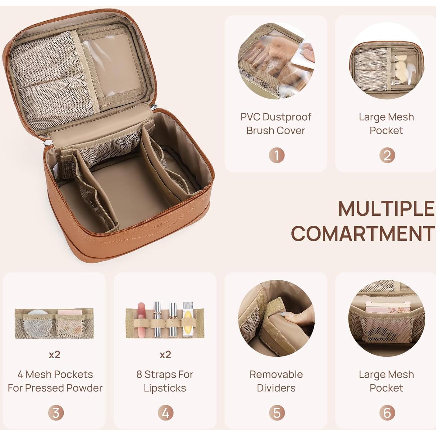 Bolsa de Maquillaje Grande Telena - Organizador de Viaje Marrón