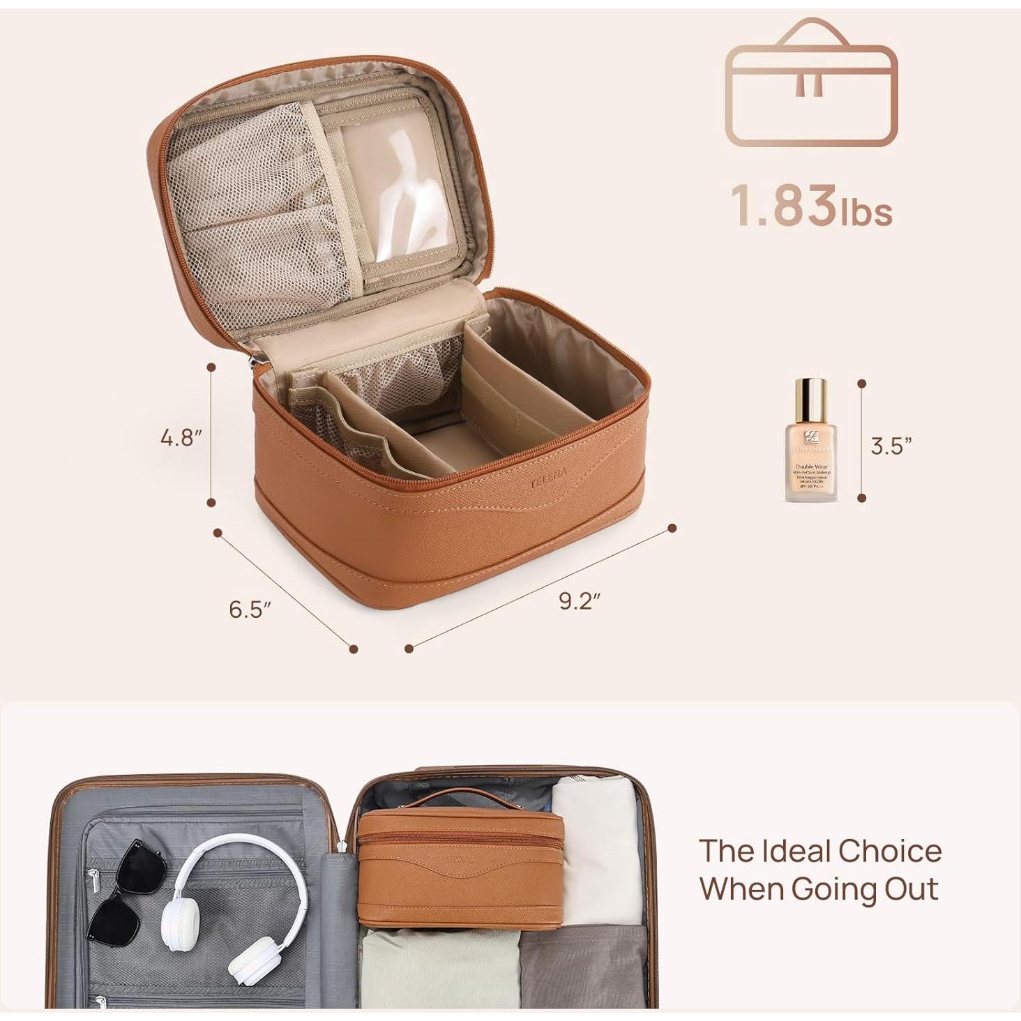 Bolsa de Maquillaje Grande Telena - Organizador de Viaje Marrón