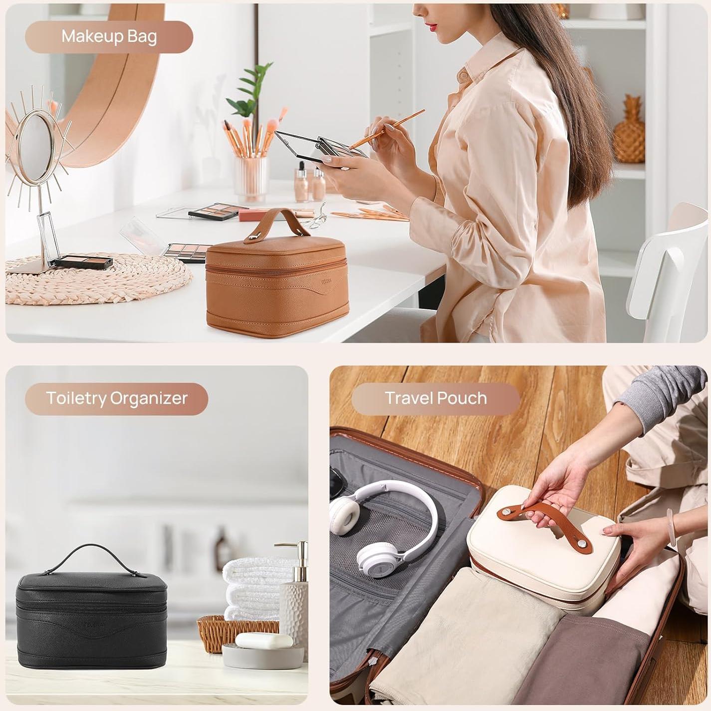 Bolsa de Maquillaje Grande Telena - Organizador de Viaje Marrón