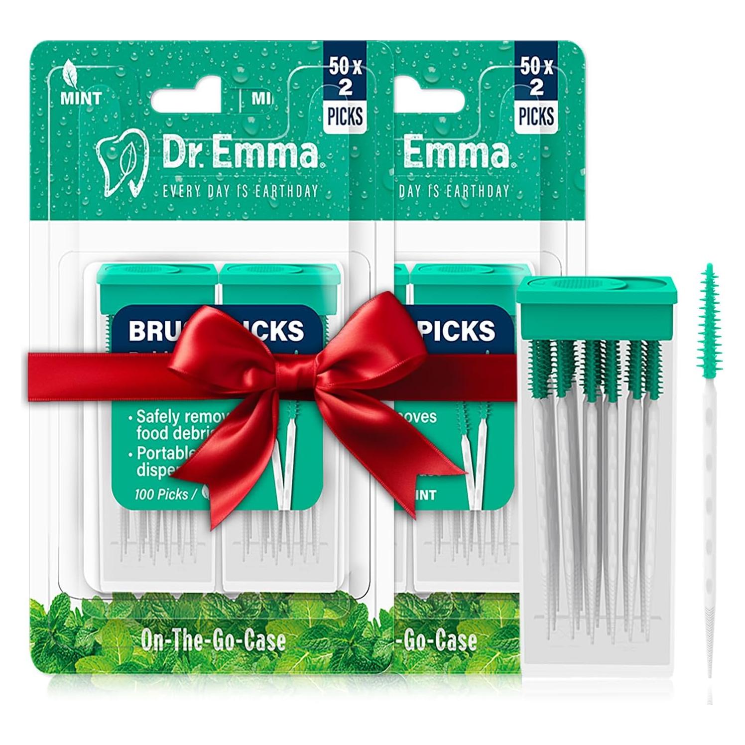 Palillos Dentales Dr. Emma de Goma Menta - 2 Paquetes de 100