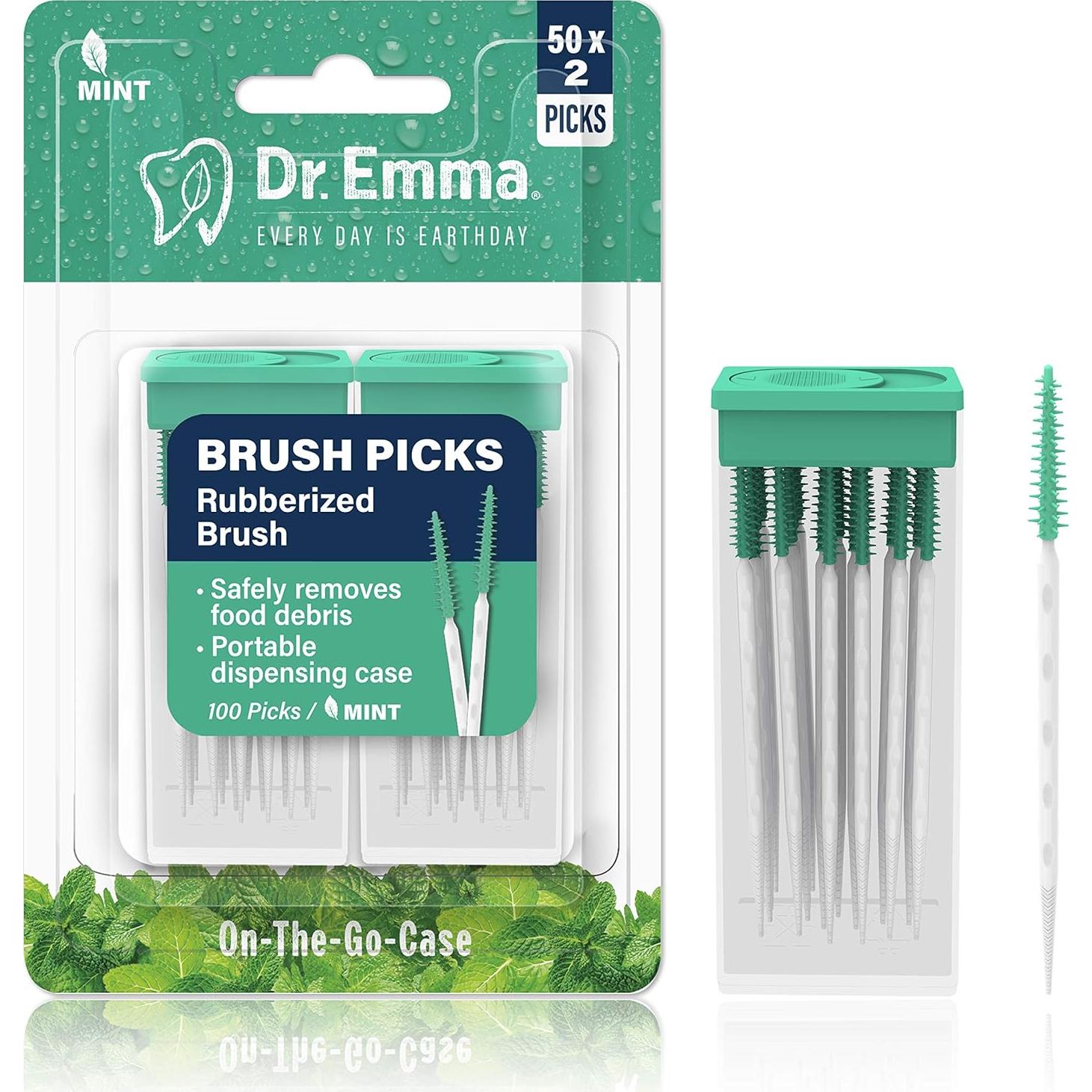 Palillos Dentales Dr. Emma de Goma Menta - 2 Paquetes de 100