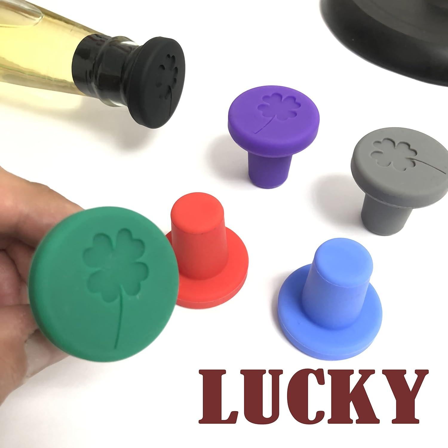 Tapones de Vino de Silicona JCSMARTEC - Juego de 4 Trébol