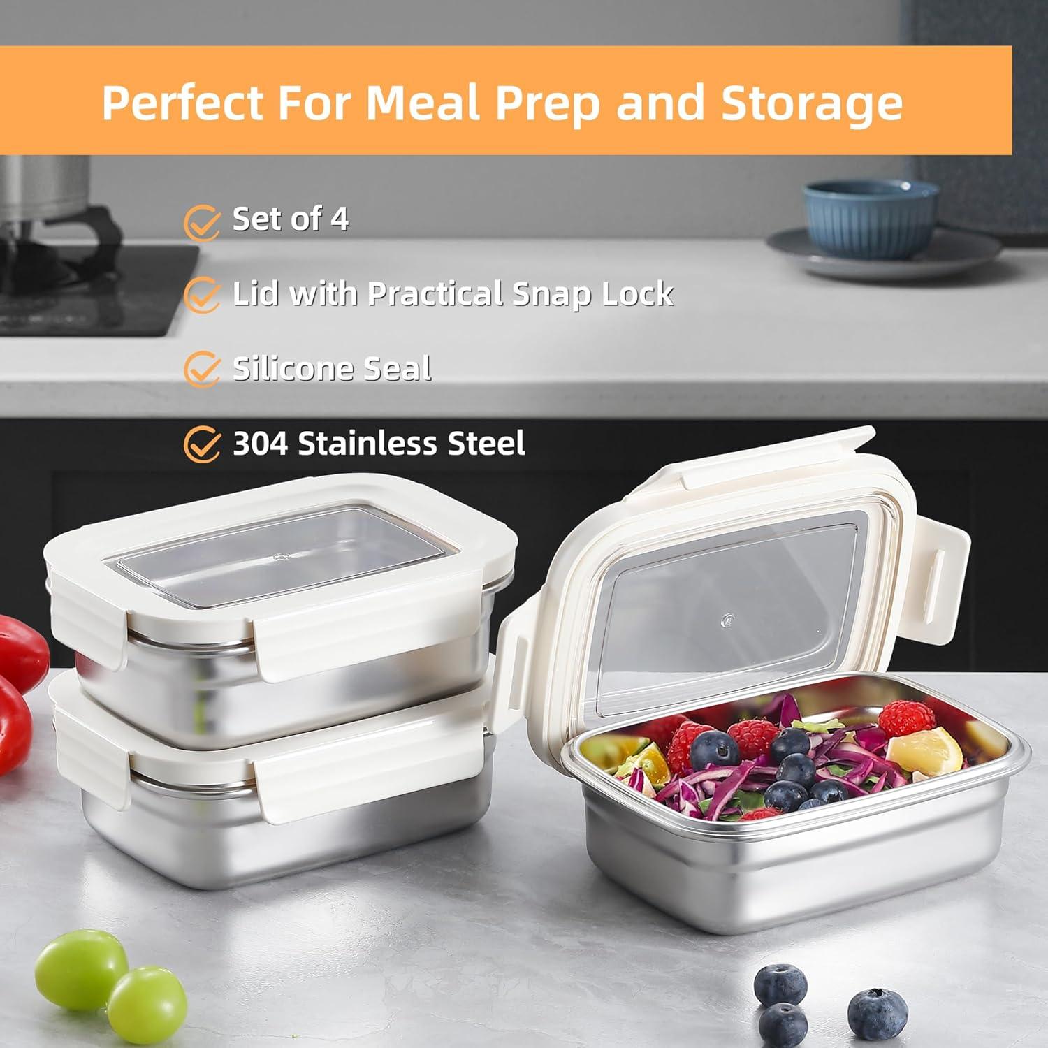 Contenedor de Almacenamiento BEFOY Acero Inoxidable 4PCS 650ml