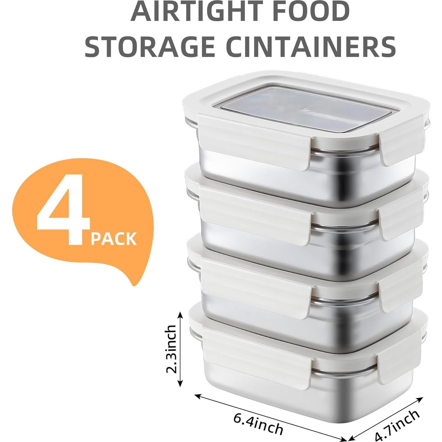 Contenedor de Almacenamiento BEFOY Acero Inoxidable 4PCS 650ml