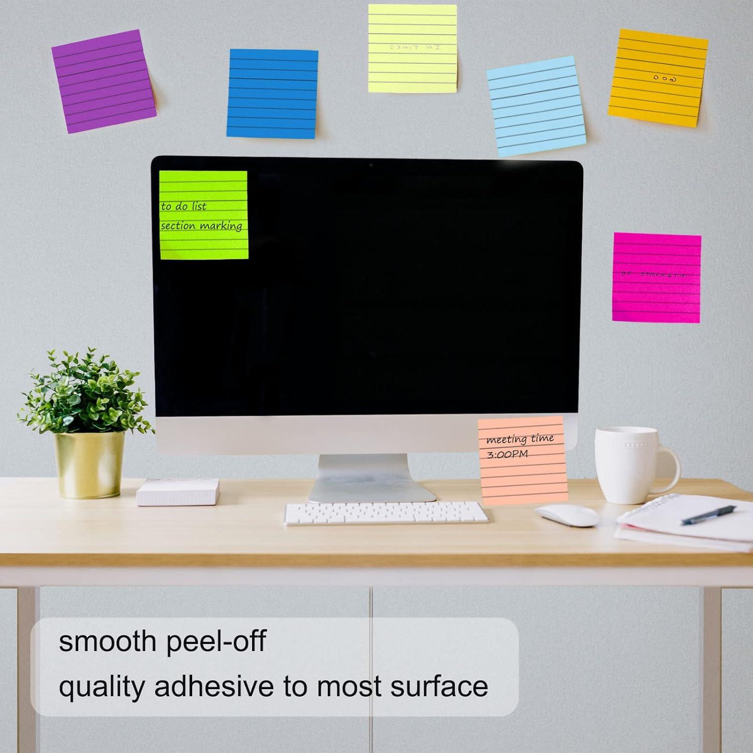 Paquete 48 Notas Adhesivas Rayadas 3x3 Beieverluck 3840 Hojas