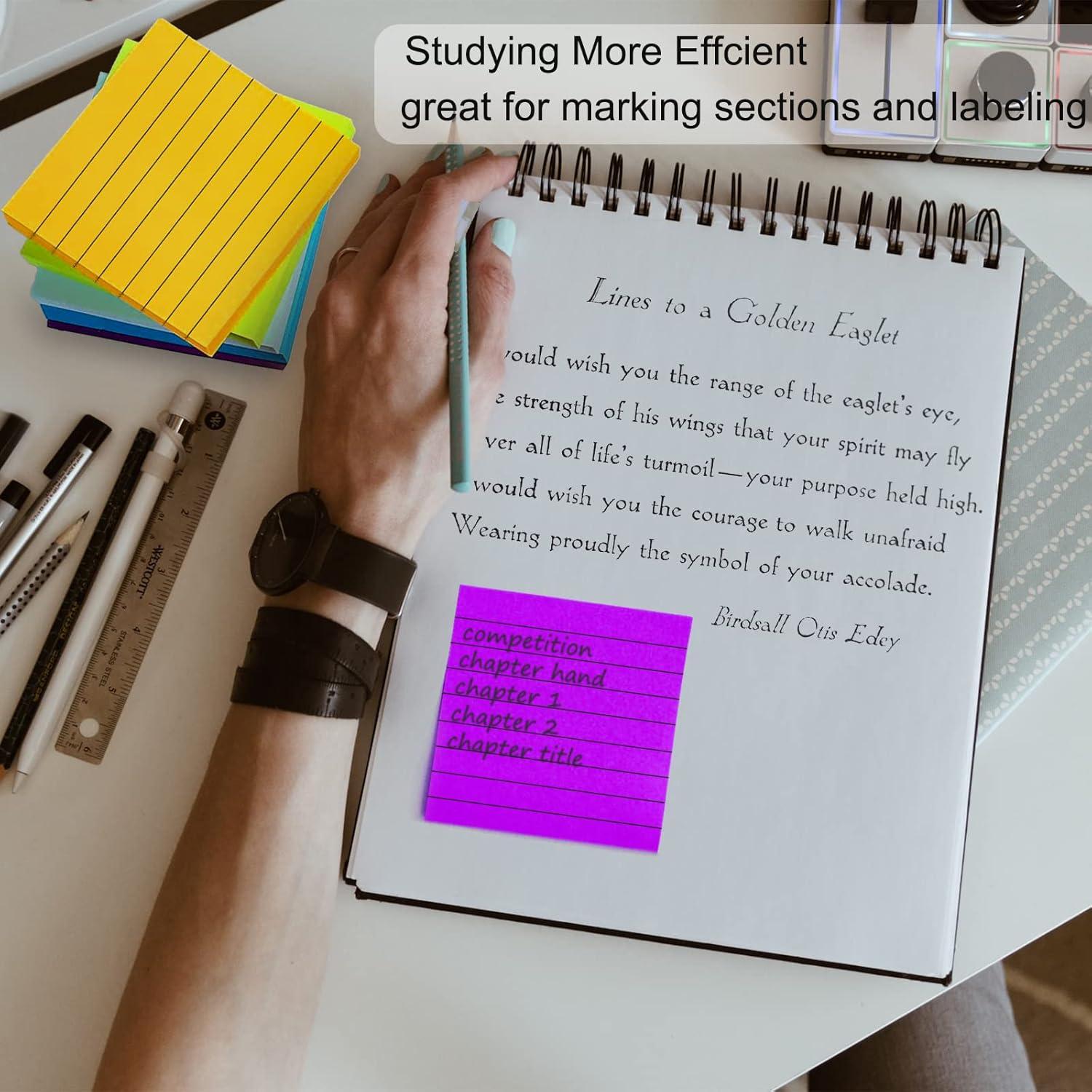 Paquete 48 Notas Adhesivas Rayadas 3x3 Beieverluck 3840 Hojas