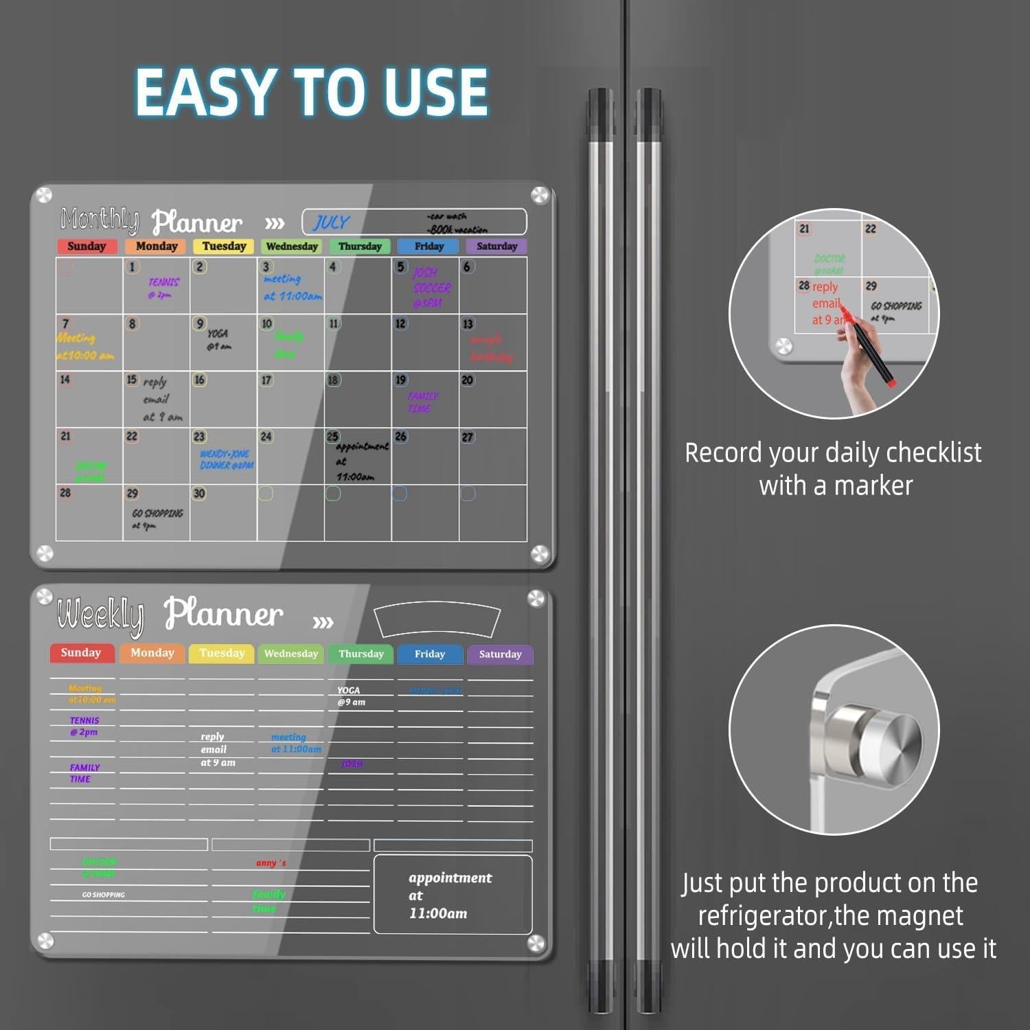 Set de Pizarras Blancas Magnéticas Hivillexun 3 Paquetes 42x30 cm
