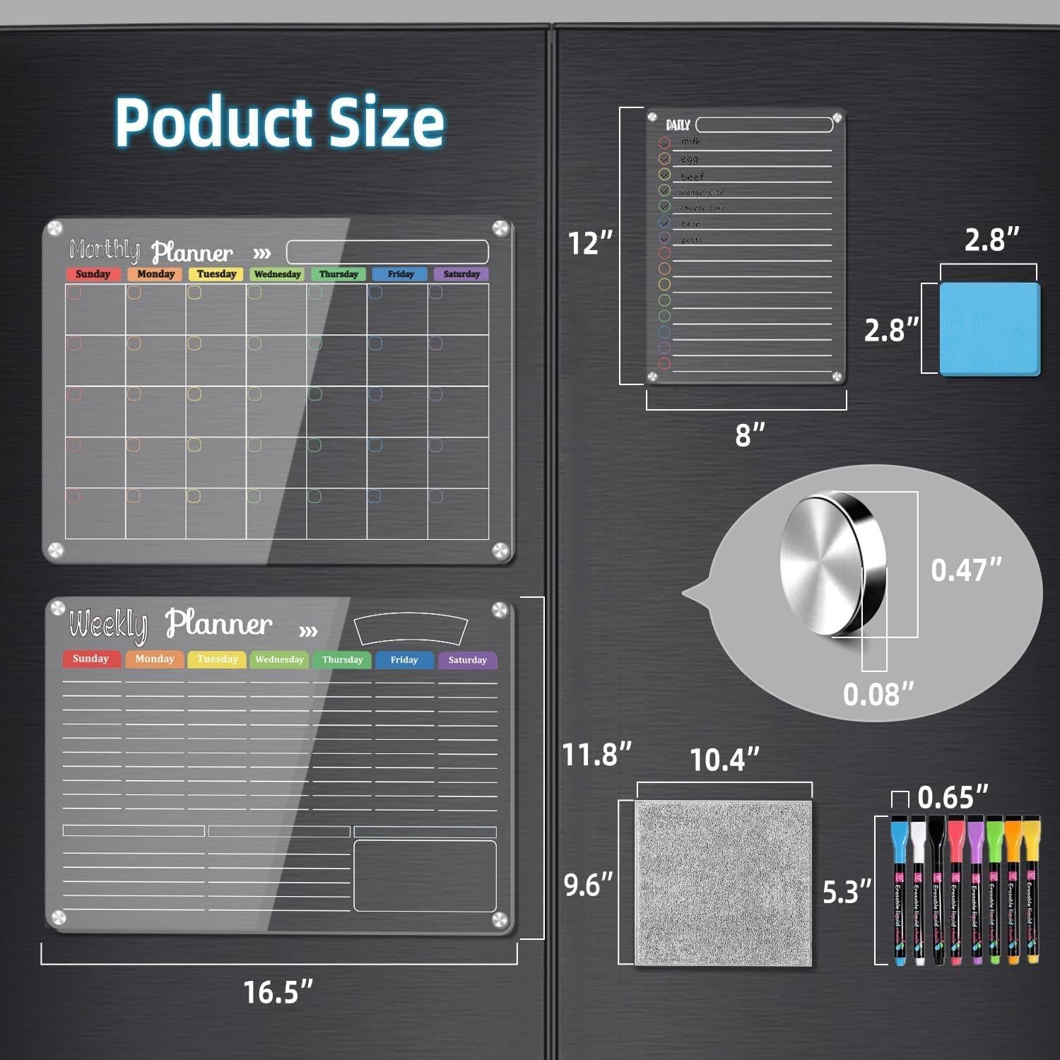Set de Pizarras Blancas Magnéticas Hivillexun 3 Paquetes 42x30 cm