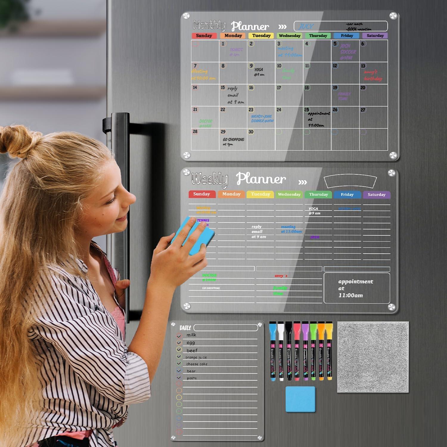 Set de Pizarras Blancas Magnéticas Hivillexun 3 Paquetes 42x30 cm