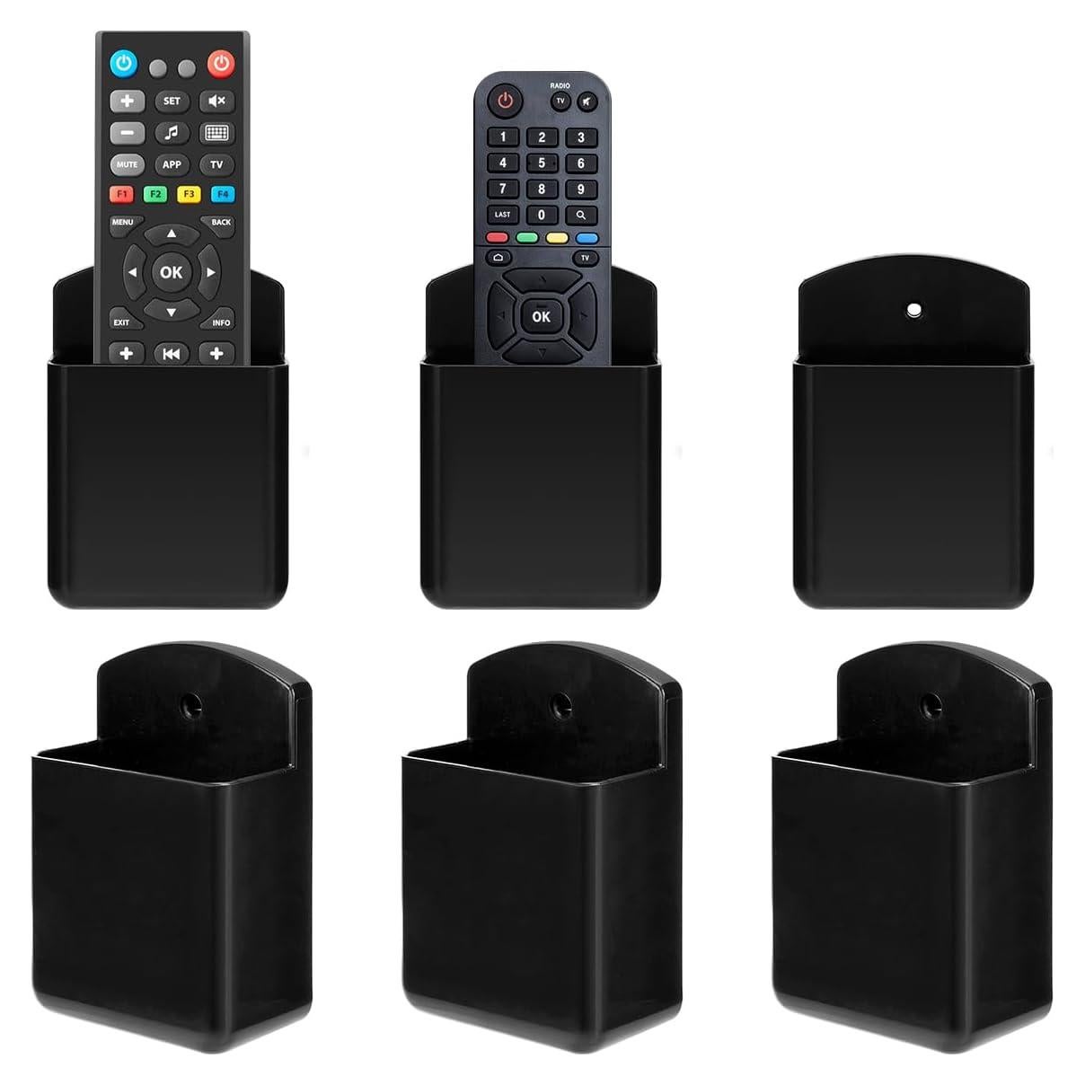6 Soportes de Control Remoto Autoadhesivos TIE-DailyNec Negro