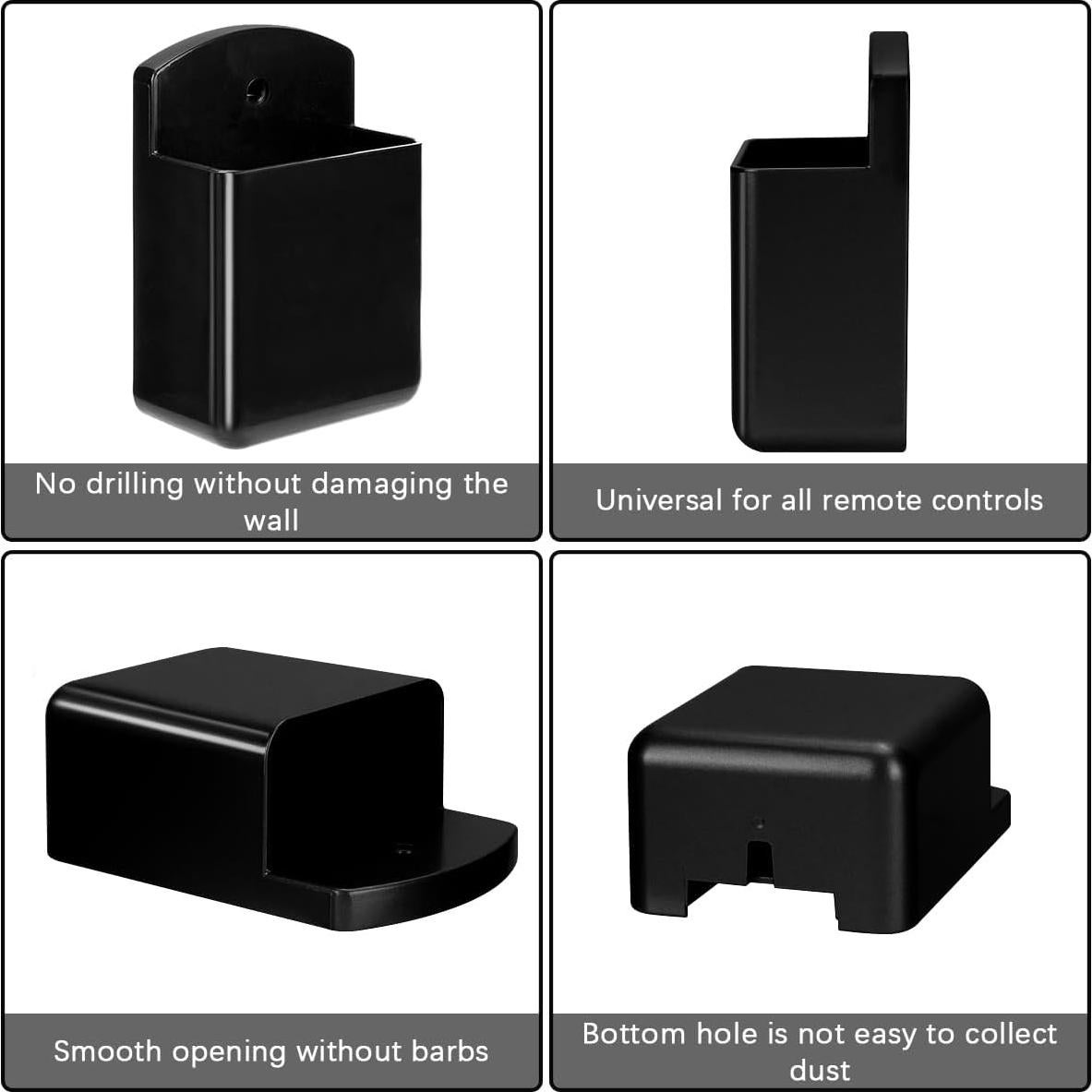 6 Soportes de Control Remoto Autoadhesivos TIE-DailyNec Negro